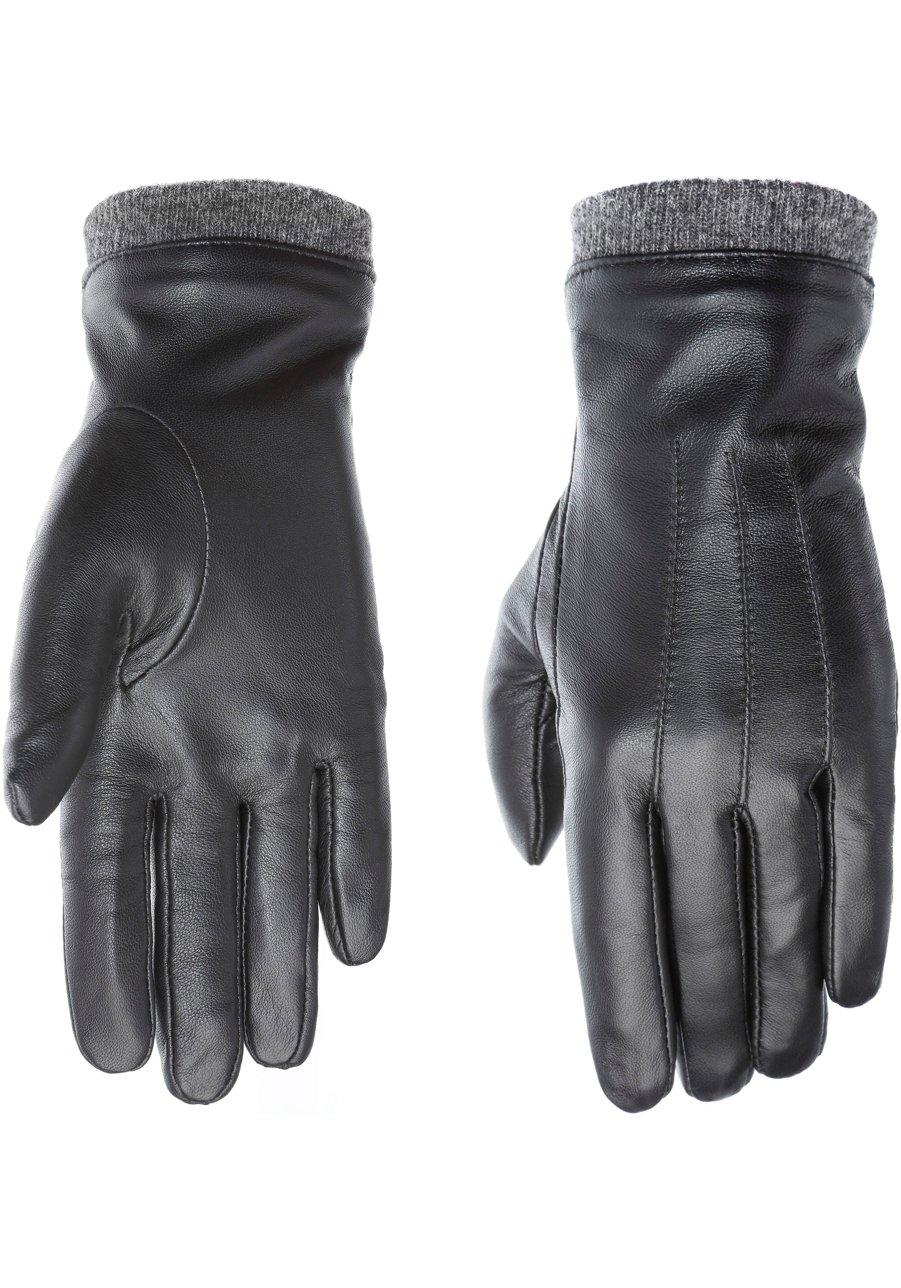 PEARLWOOD Leren handschoenen Daisy Touchscreen-geschikt - bedienbaar met 10 vingers, decoratieve naden