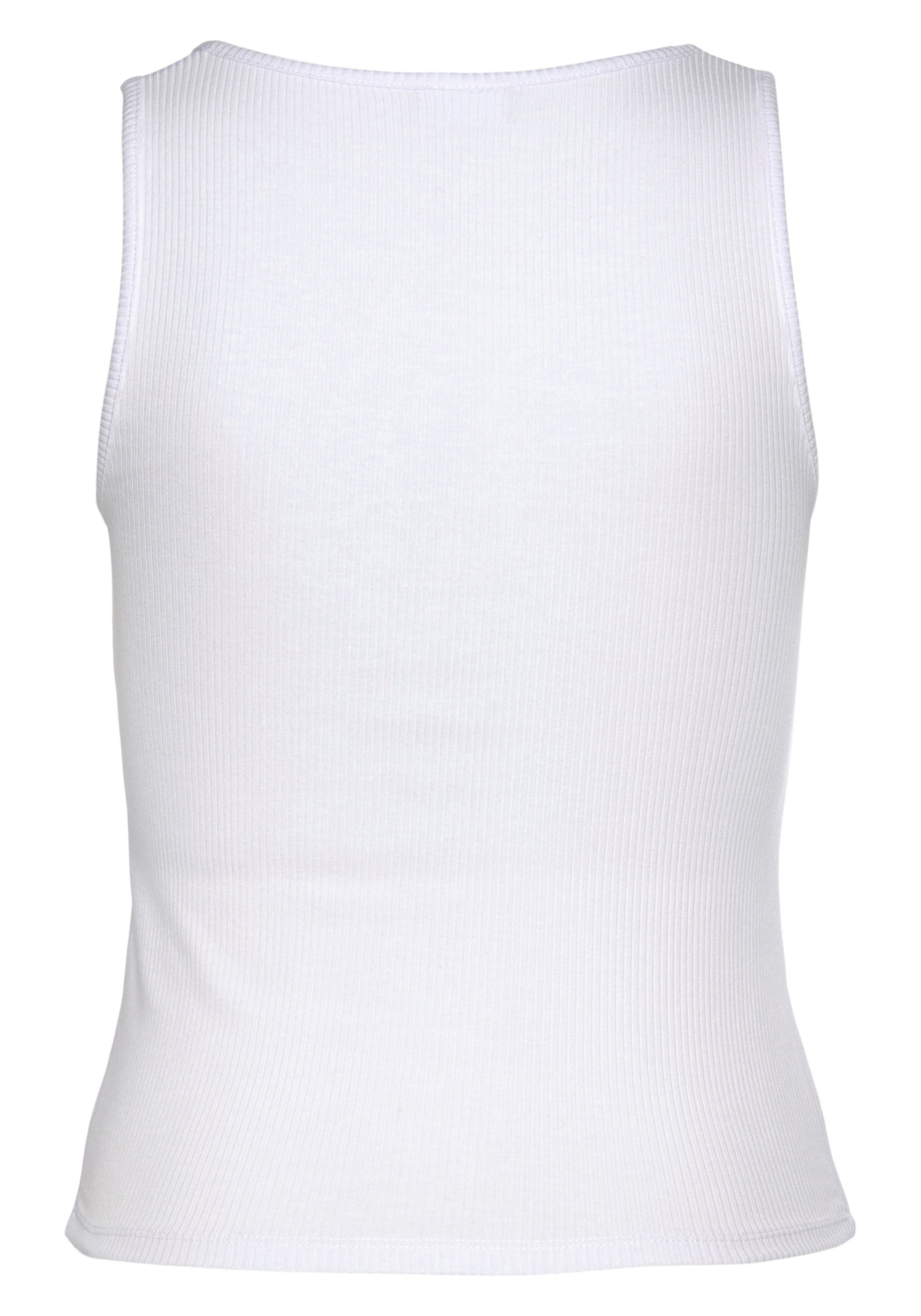 Lascana Geribde tanktop met klein v-hals, figuurvormend dametop, basic
