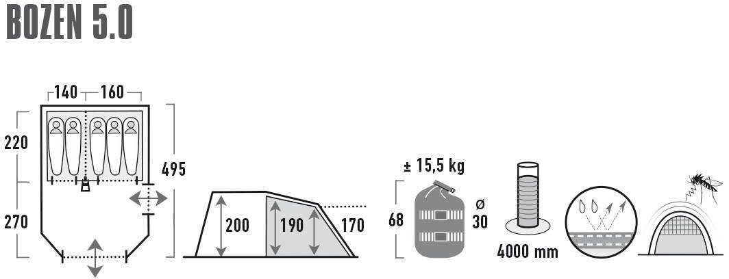 High Peak Tunneltent Bozen 5.0