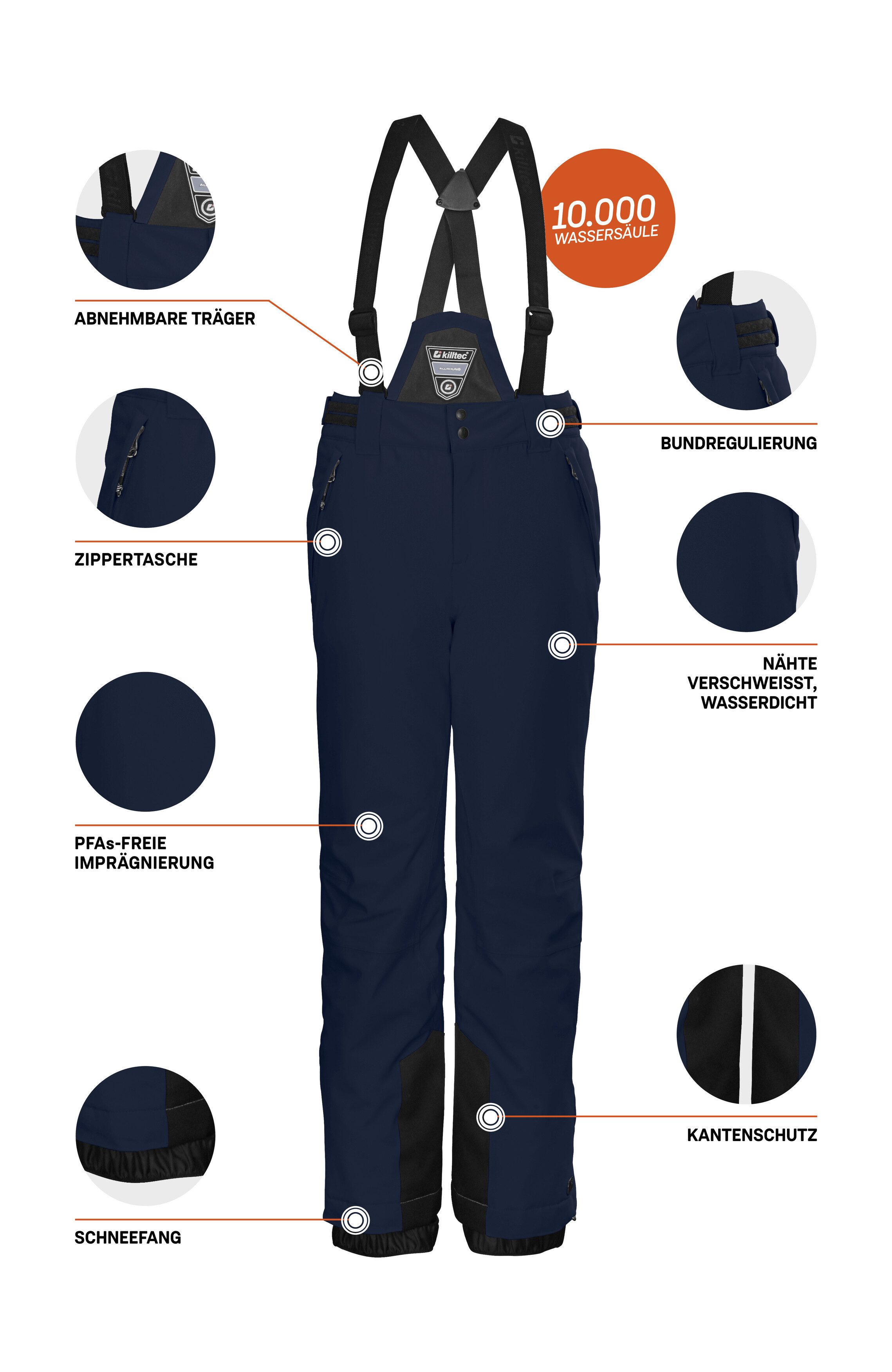 Killtec Skibroek KSW 77 GRLS SKI PNTS waterdicht, ademend, afneembare bretels, verstevigde zijband
