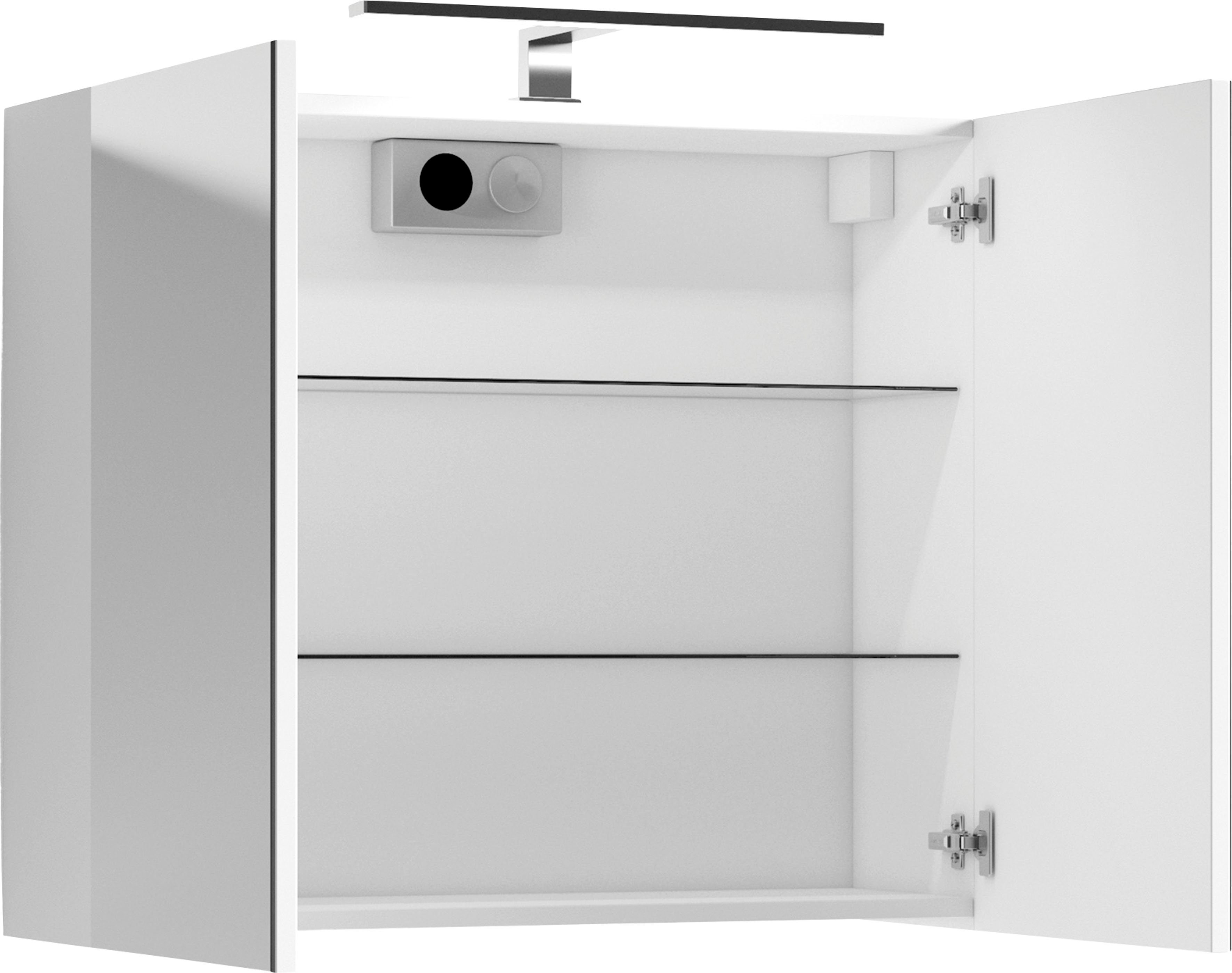 byLIVING Spiegelkast Spree Breedte 70 cm, 2-deurs, met ledverlichting en schakelaar-/stekkerdoos