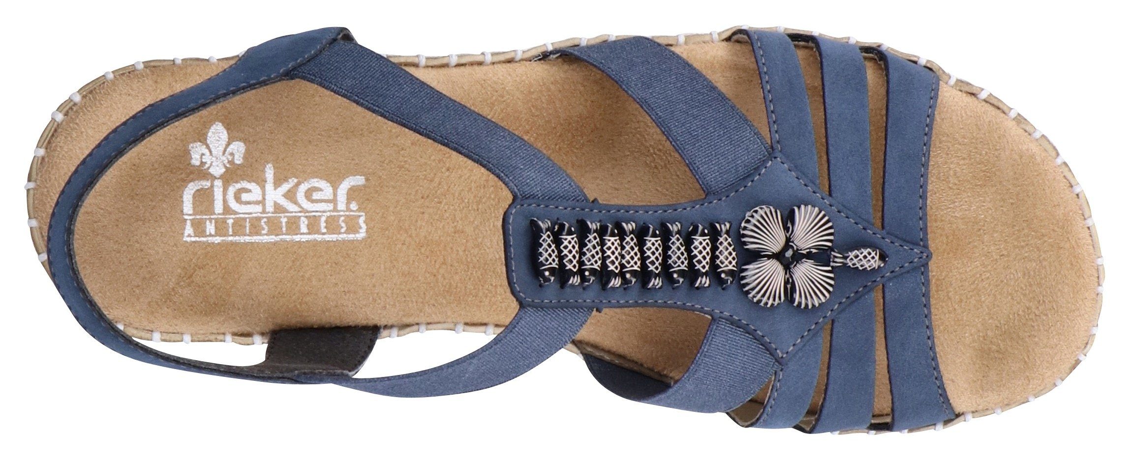 Rieker Sandalen zomerschoen, sandaal, sleehak, met modieuze decoratieve elementen