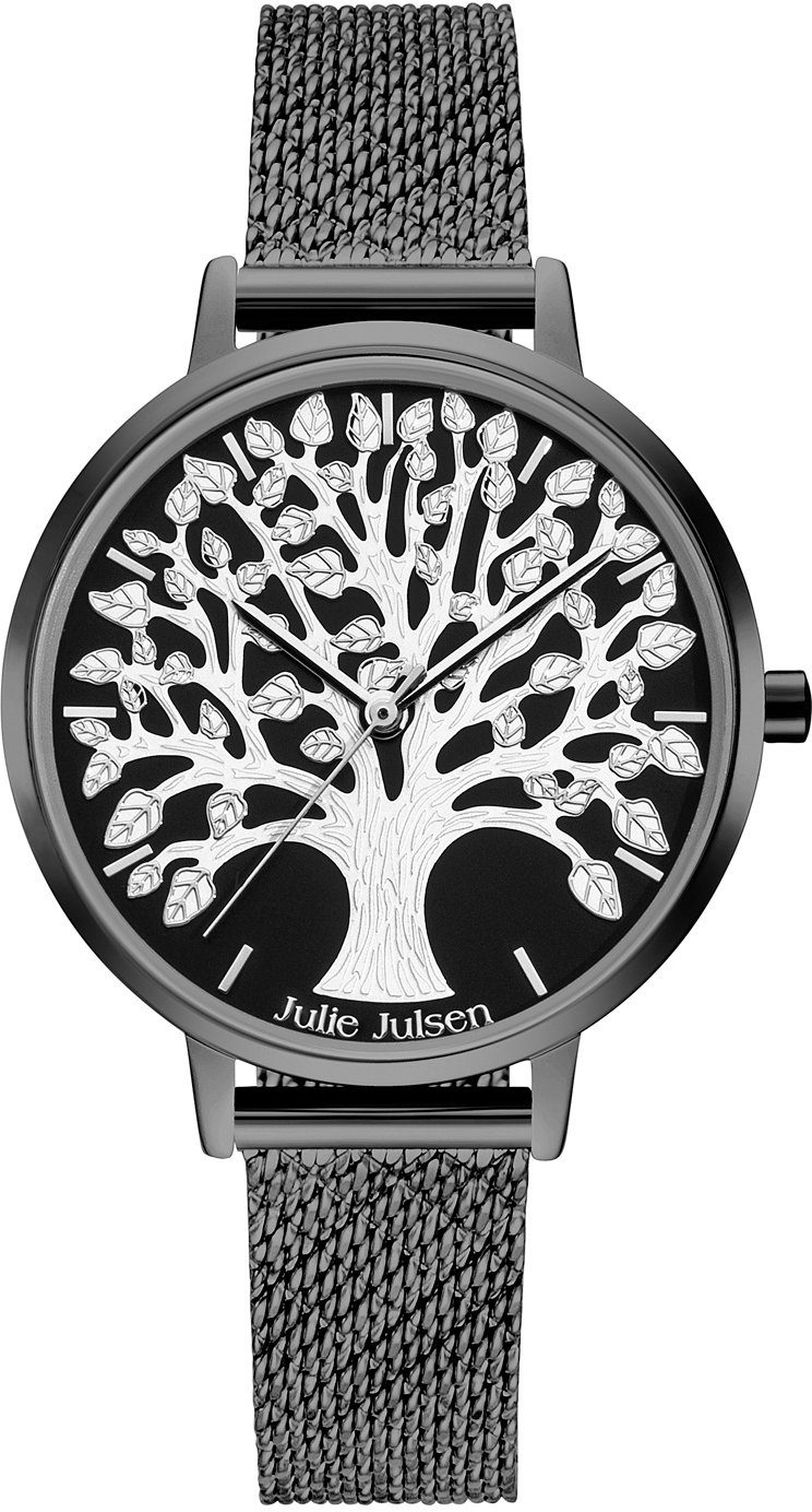 Julie Julsen Kwartshorloge Tree of Life Black, JJW1277BLKME Polshorloge, dameshorloge, PVD-gecoat,...