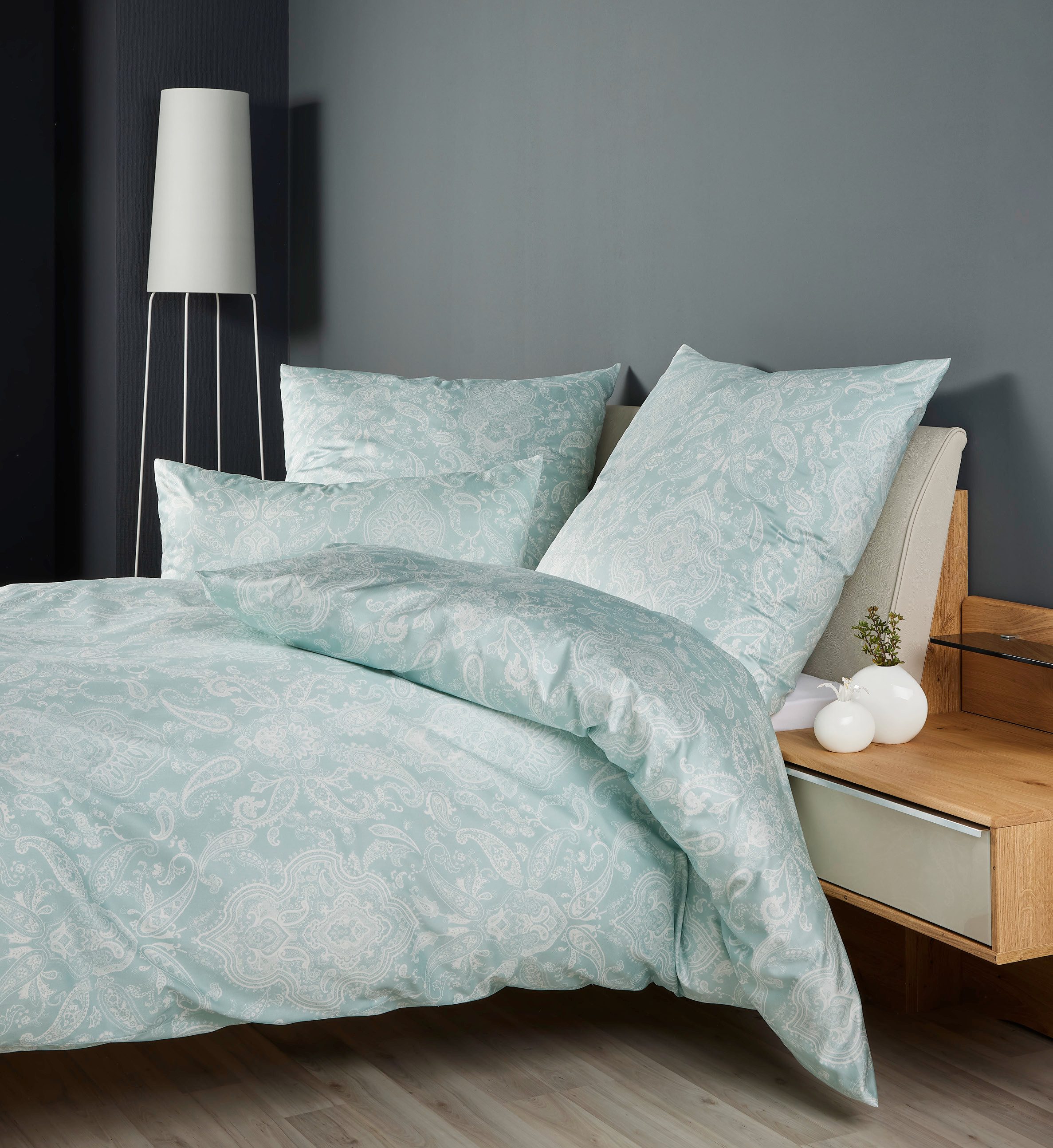 Janine Beddengoed Milano 4510845108 08 155x200,80x80 dekbedovertrekken groen