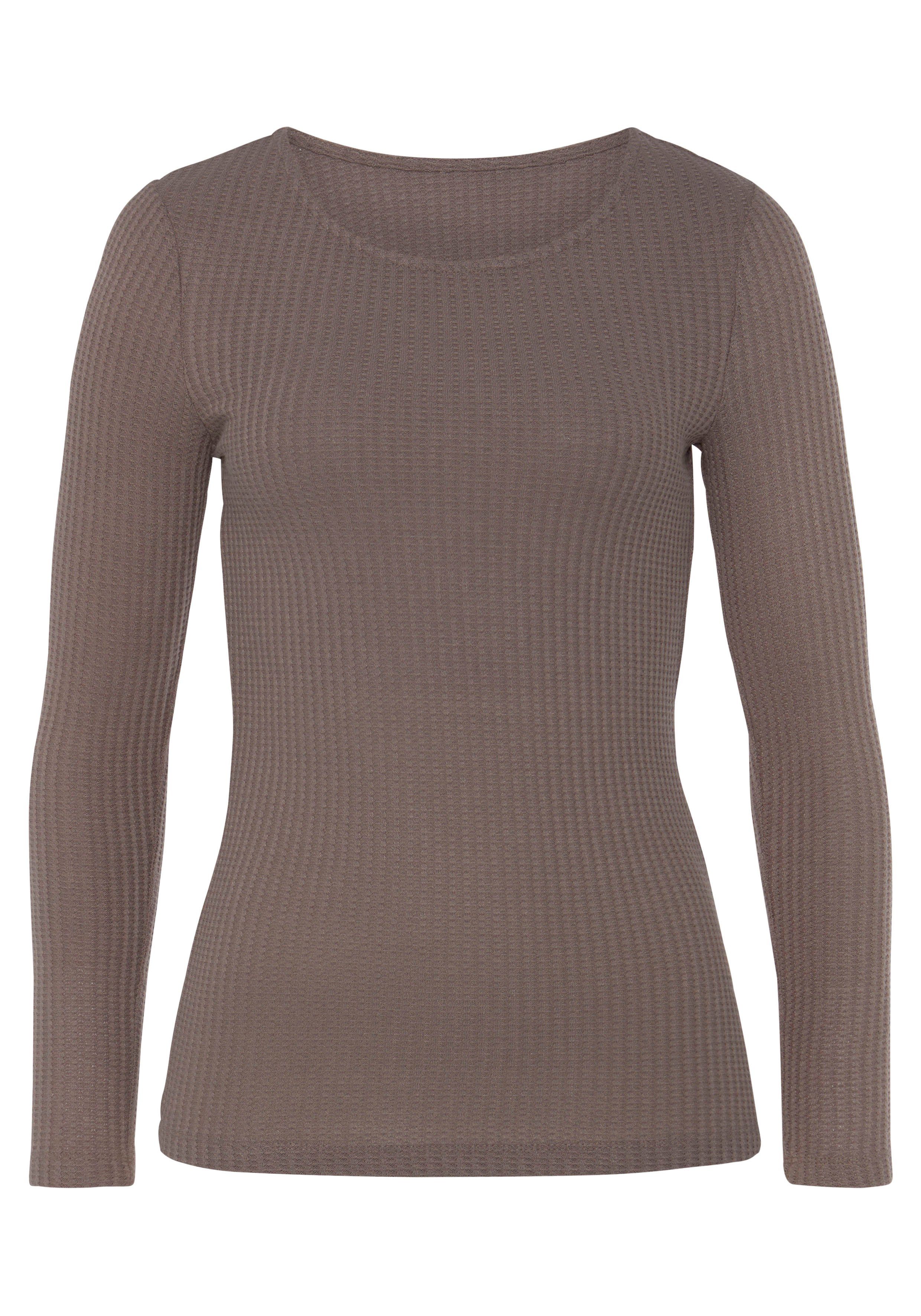 Lascana Shirt met lange mouwen In modieuze piqué-optiek van onderhoudsvriendelijke kwaliteit met viscose