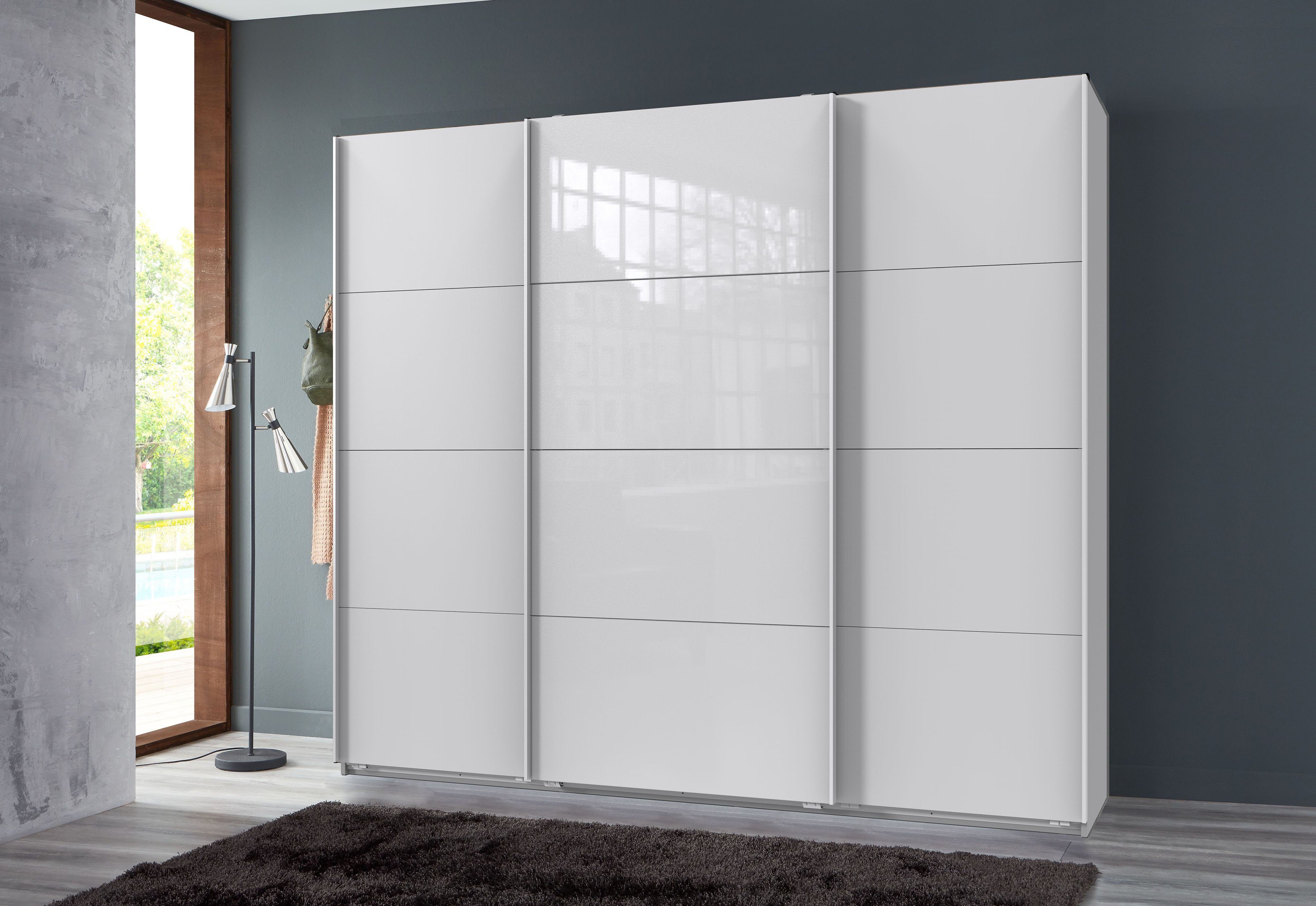 Wimex Zweefdeurkast Norderstedt Inclusief 2 stoffen dozen en 2 extra planken, met glasdeur
