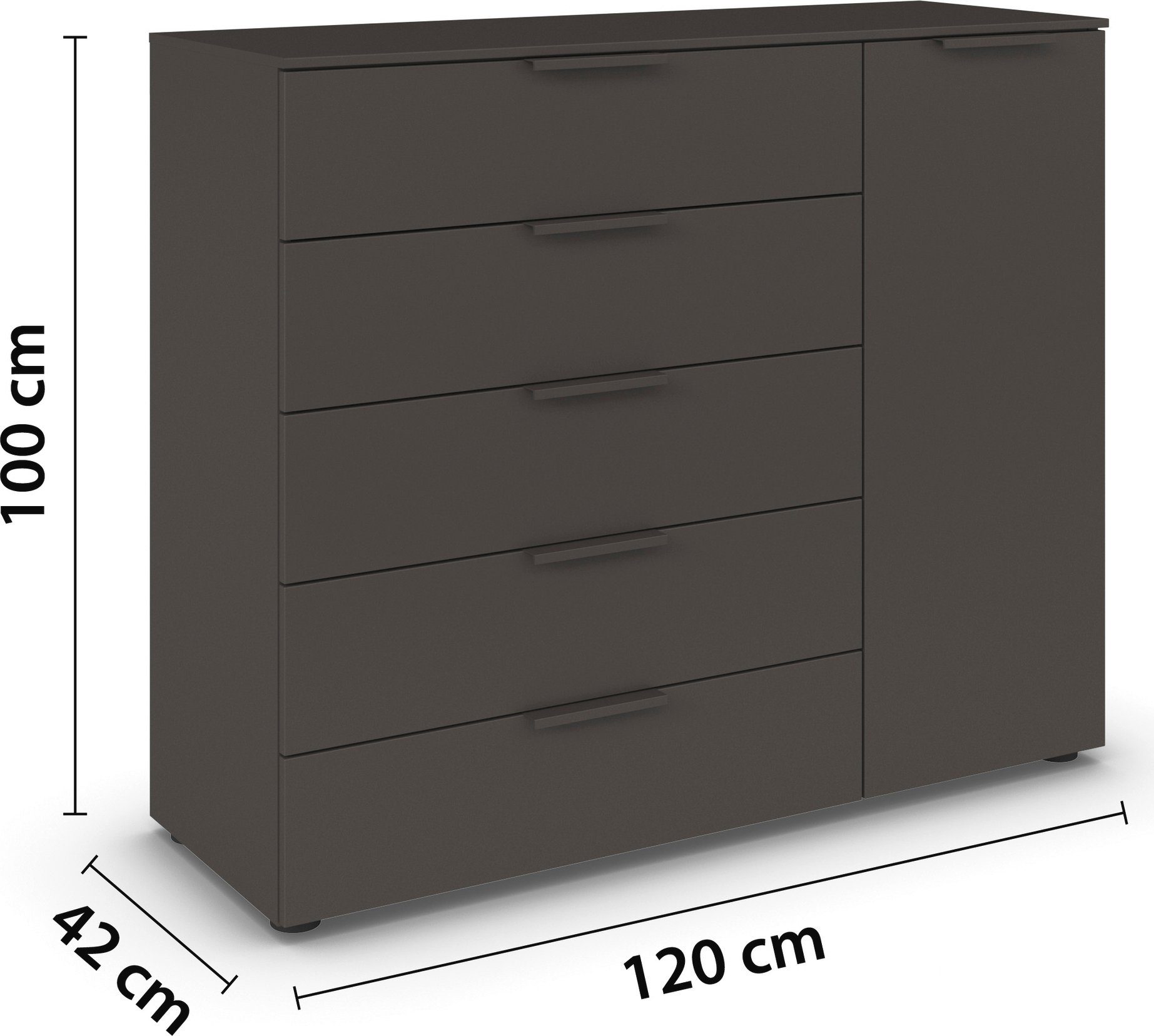 rauch Ladekast Flipp kast sideboard waskast 1 deurs met 5 laden en soft-close functie