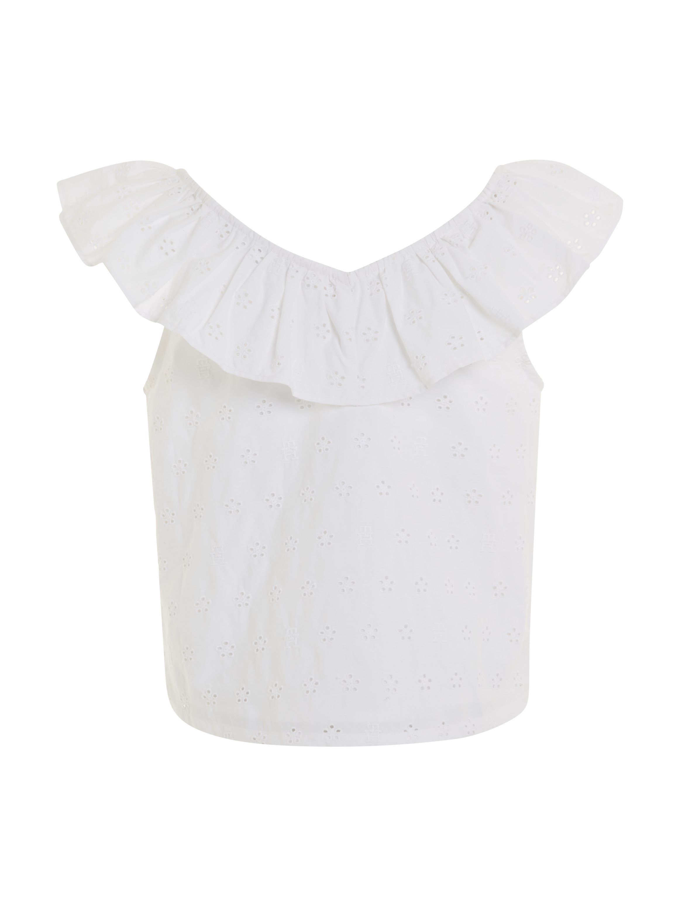 Tommy Hilfiger Babydollshirt BRODERIE ANGLAISE FRILL TOP