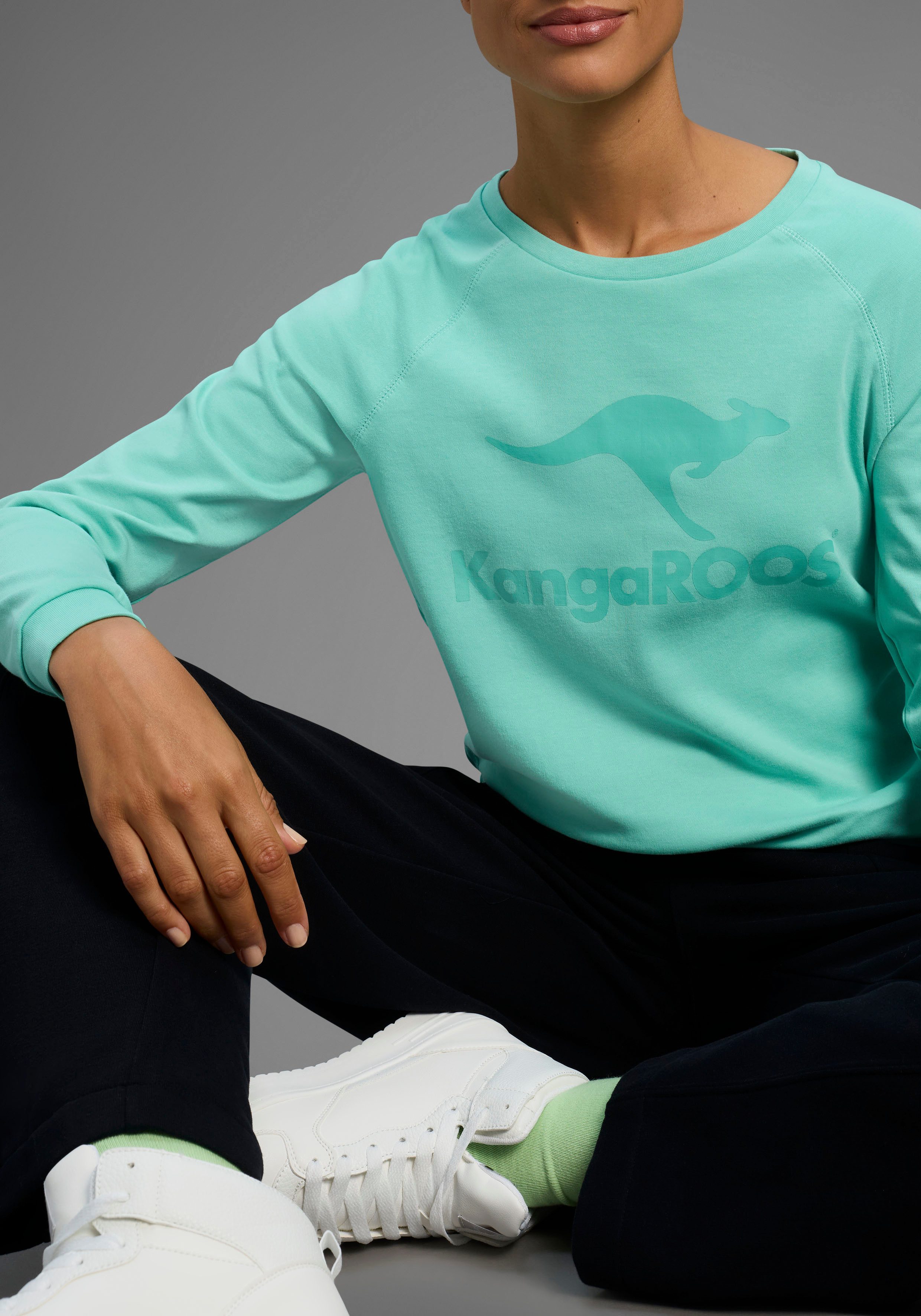 KangaROOS Sweatshirt Lange mouwen, figuurvolgende snit, met print, ronde hals