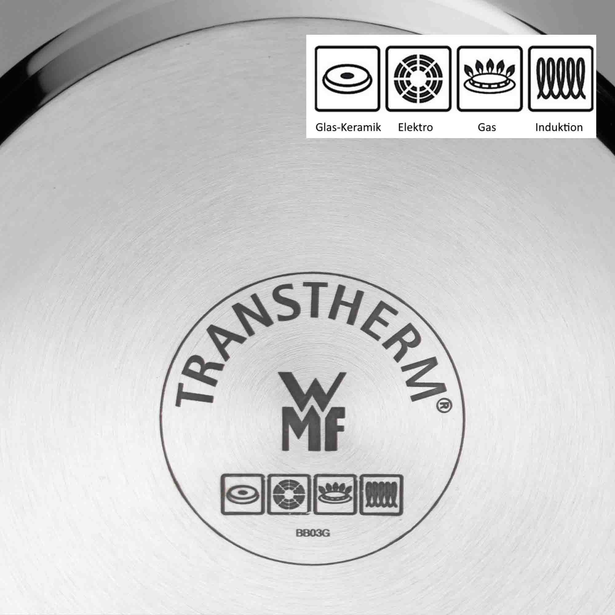 WMF Pannenset Provence Plus 4-delig, inductie potten set met glazen deksel ongecoat, geschikt voor alle soorten fornuizen, zonder binnenschaalverdeling (set, 7-delig)