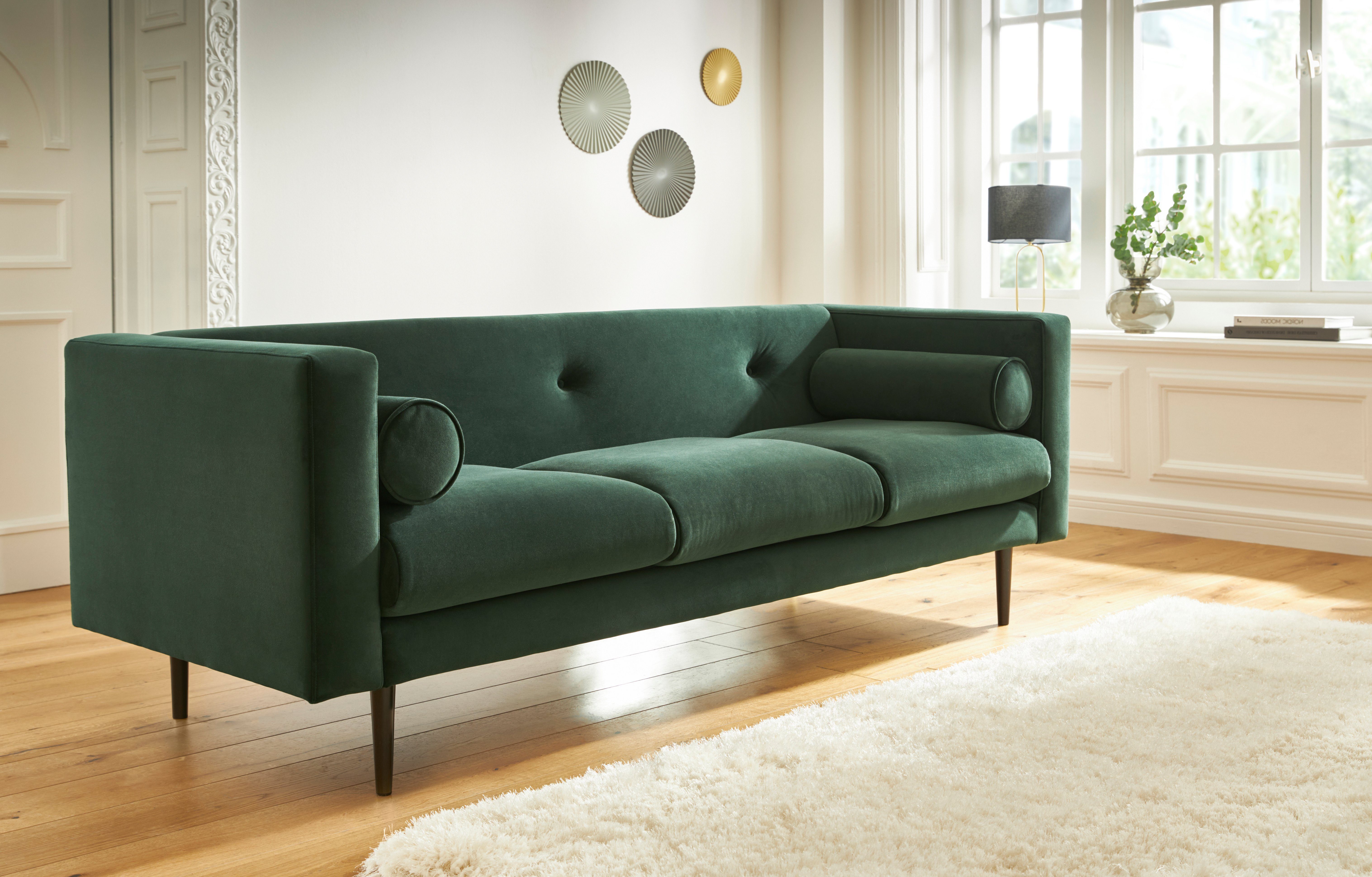 Guido Maria Kretschmer Home&Living 3-zitsbank Lillibeth designbank met golfondersteuning, afmetingen B/D/H: 218/74/83 cm Sierkussen als tweezijdig te gebruiken kussen, bekleding fluwelige look of cord
