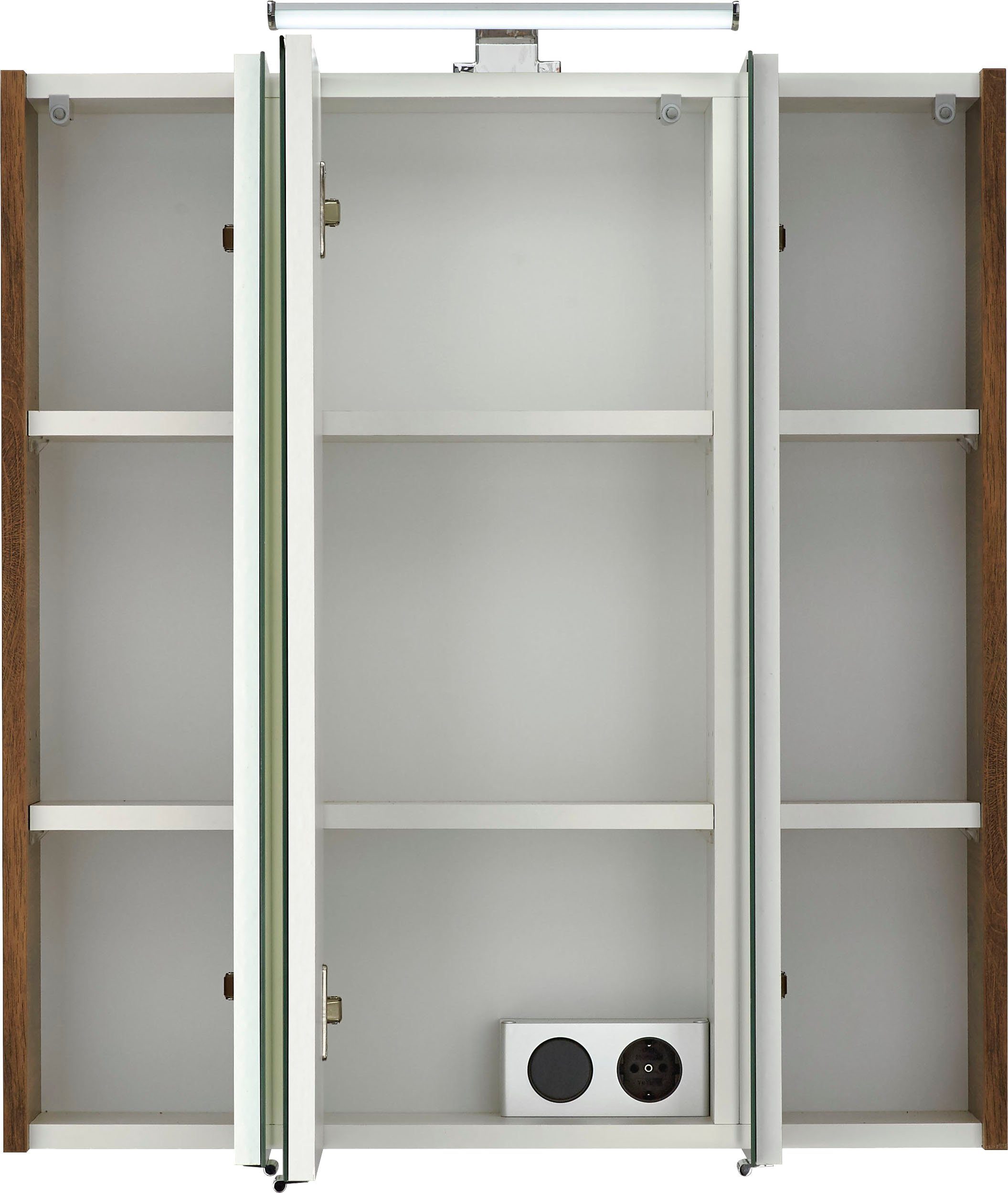 Saphir Spiegelkast Quickset badkamermeubel, 3 spiegeldeuren, 6 planken, 65 cm breed