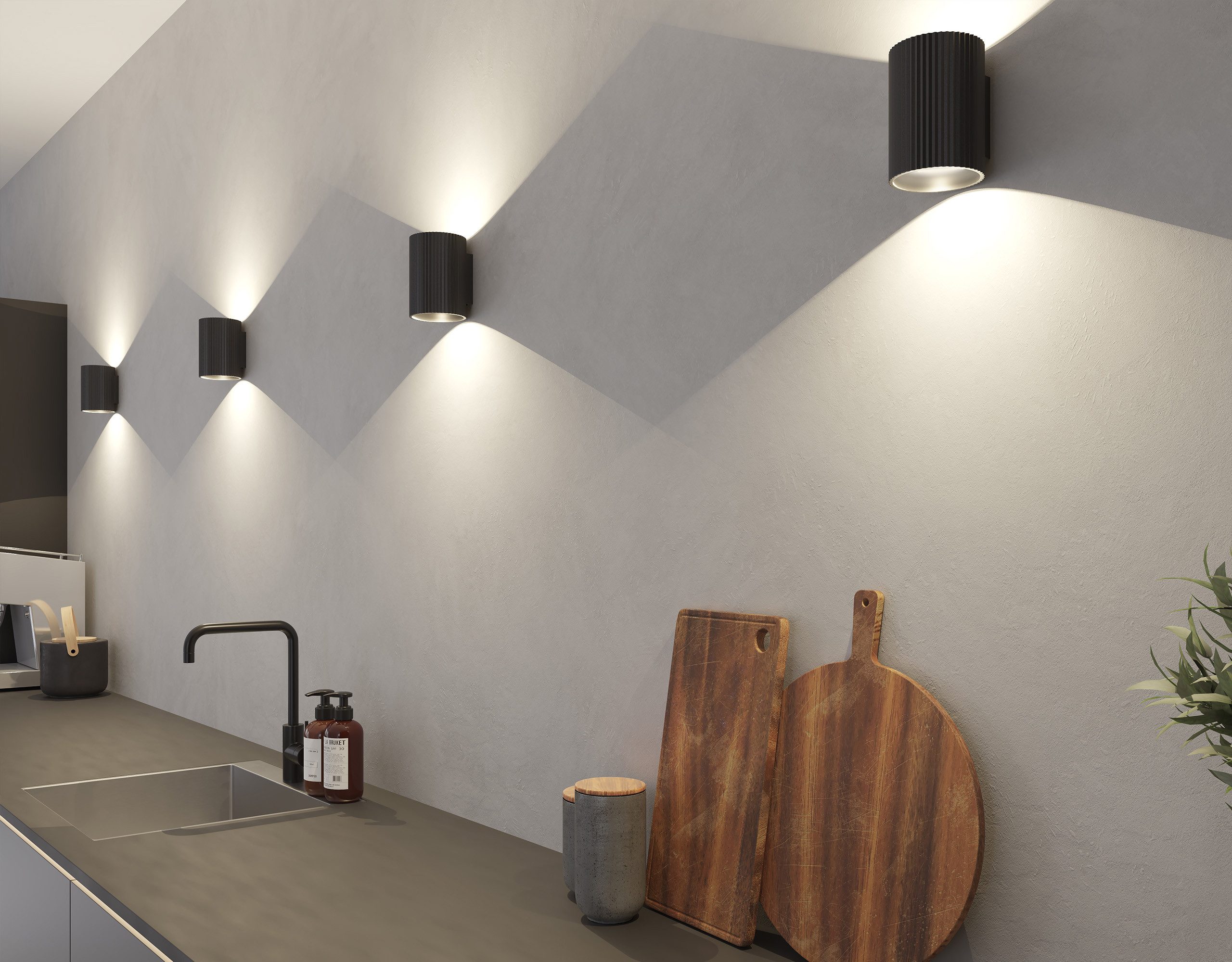 Loevschall Wandlamp Sekvens, moderne wandlamp, op-/aflicht, Deens ontwerp (1 stuk)