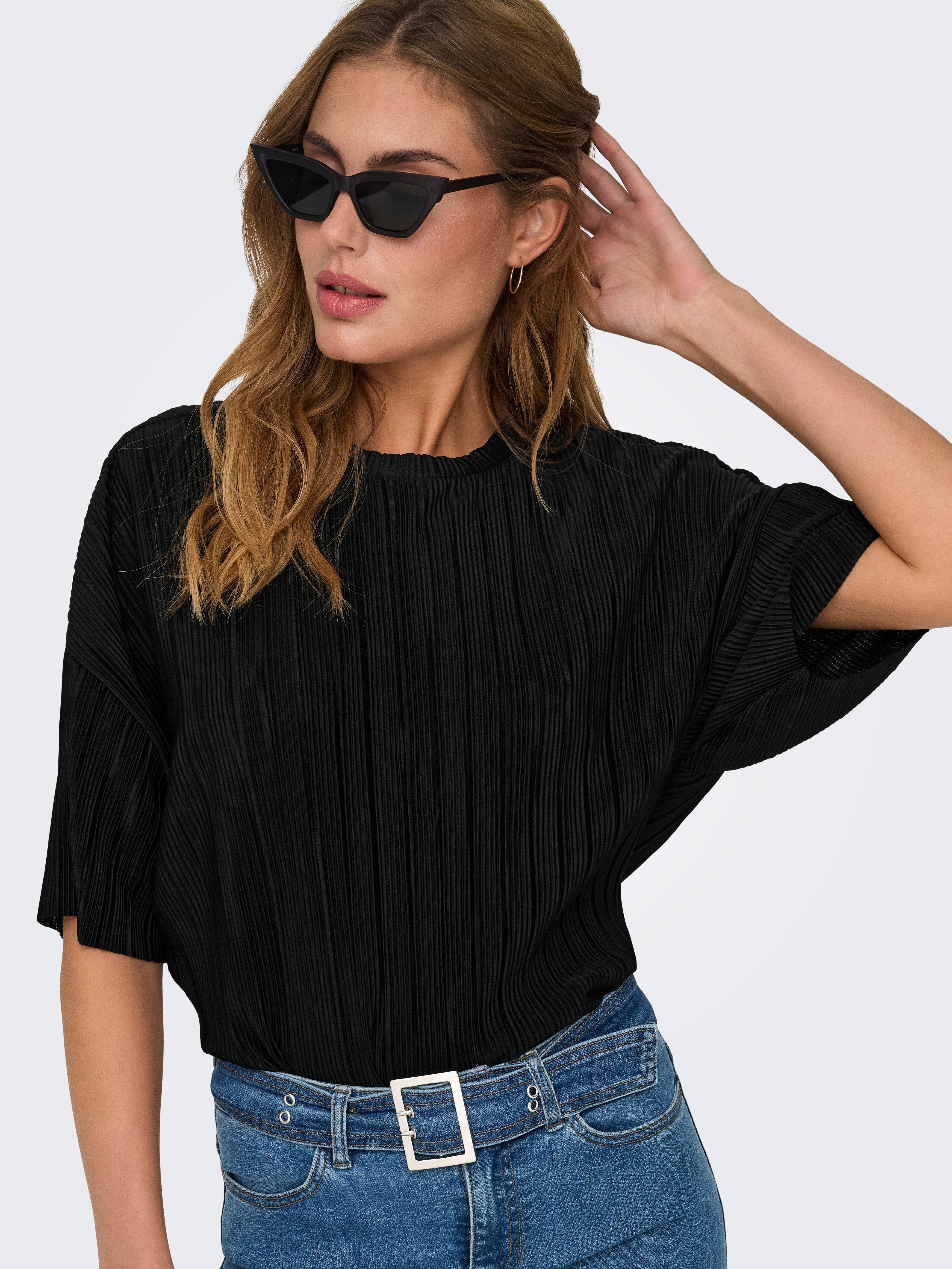 Only Plisséshirt ONLRAVENNA S/S PLISSE TOP NOOS JRS