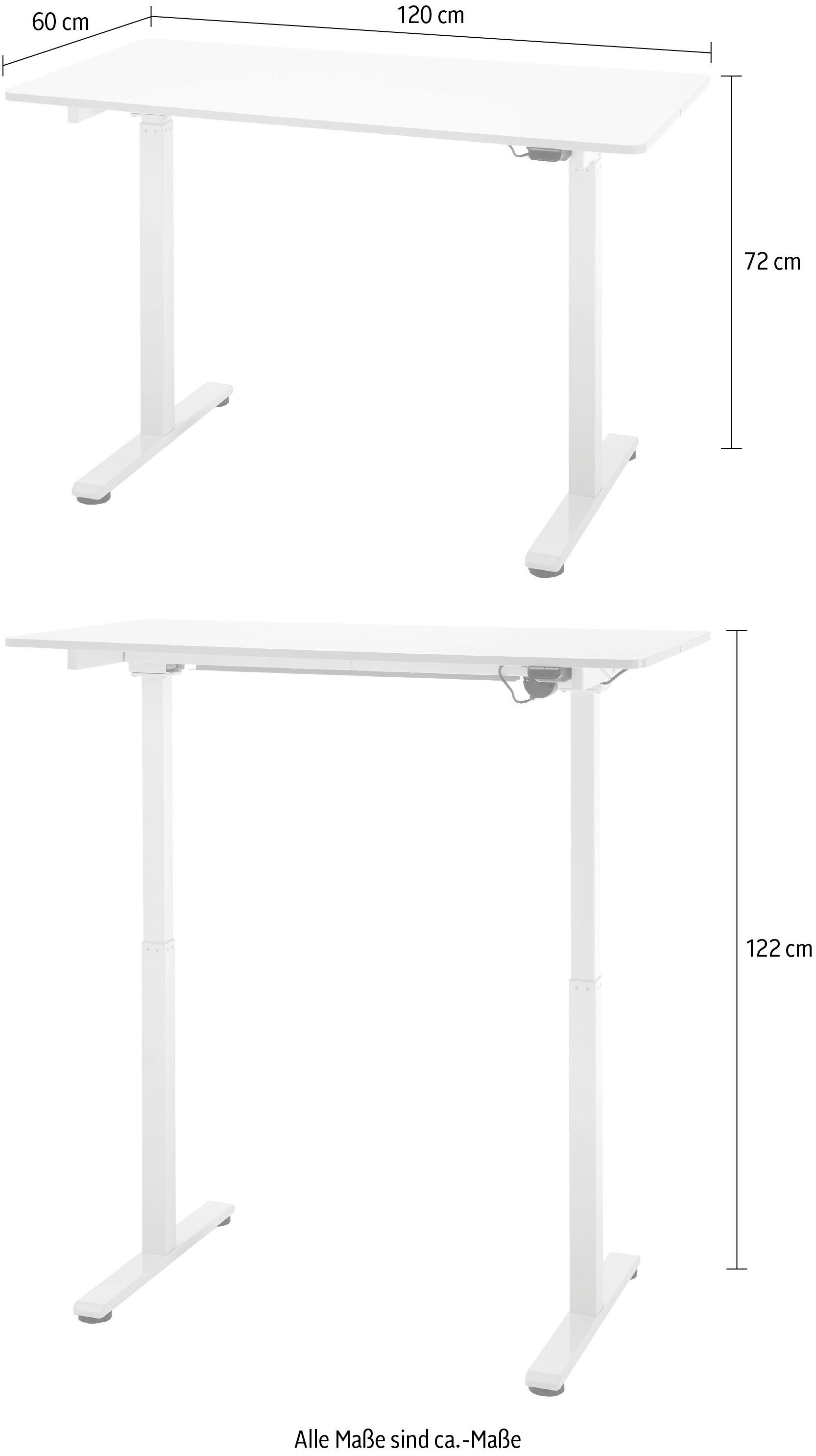 MCA furniture Bureau Nakuru elektrisch in hoogte verstelbaar van 72-122 cm, breedte 120 cm