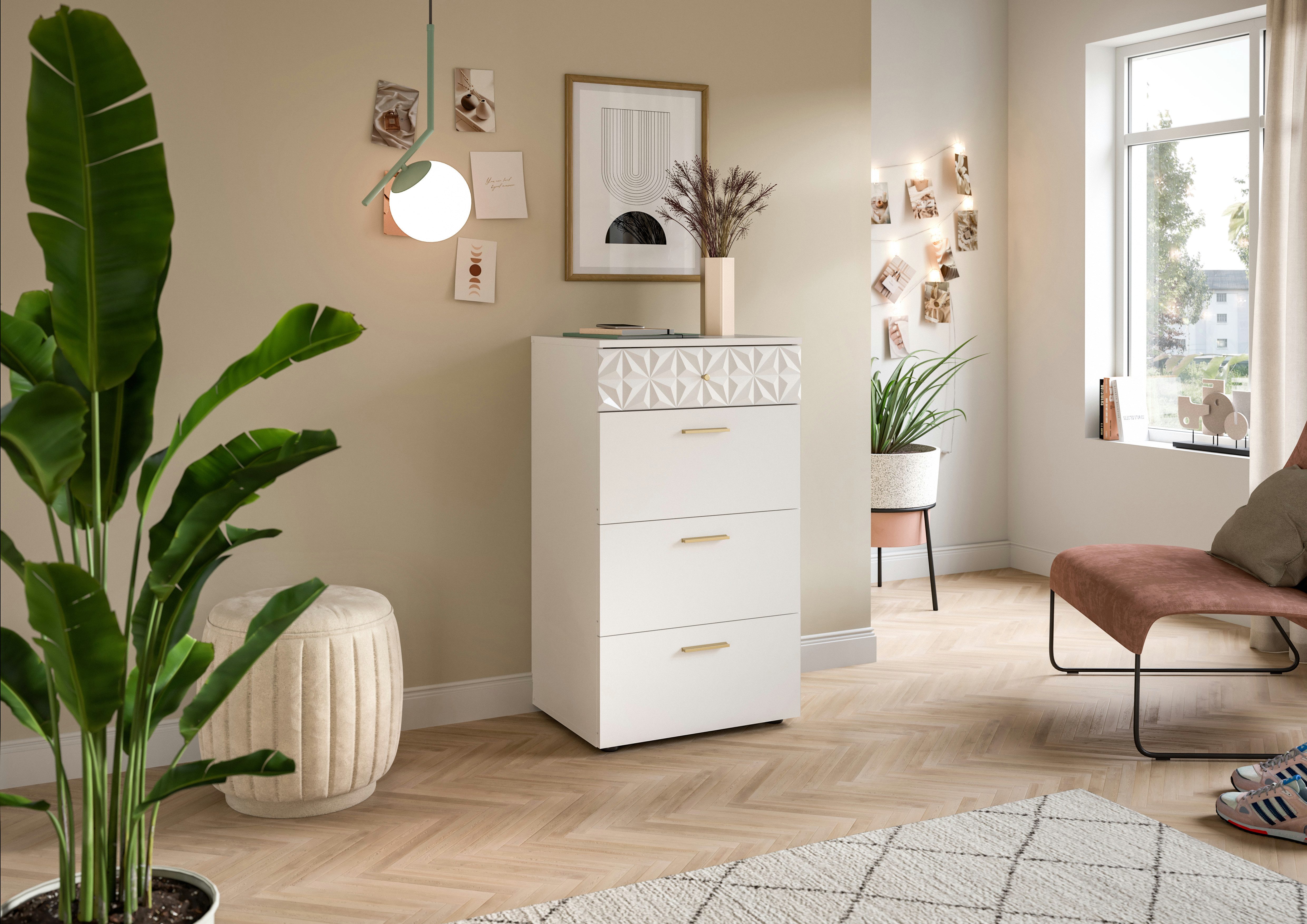 INOSIGN Kast Ladekast met 4 lades & Ornamentafscheiding Gang, hal, gangkast, kast, multifunctionele kast, ladekast