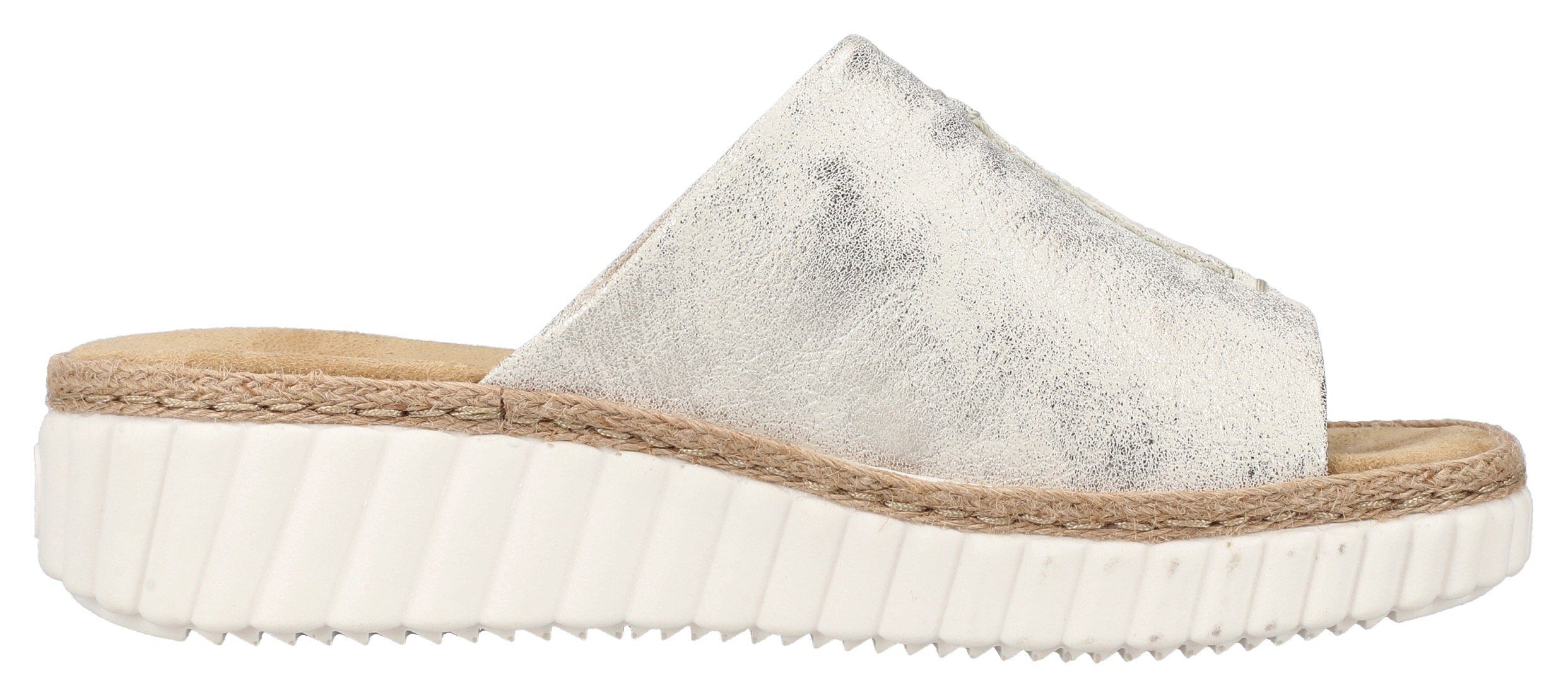 Rieker Slippers sleehak, zomerschoen, slippers met jute-omranding aan de loopzool