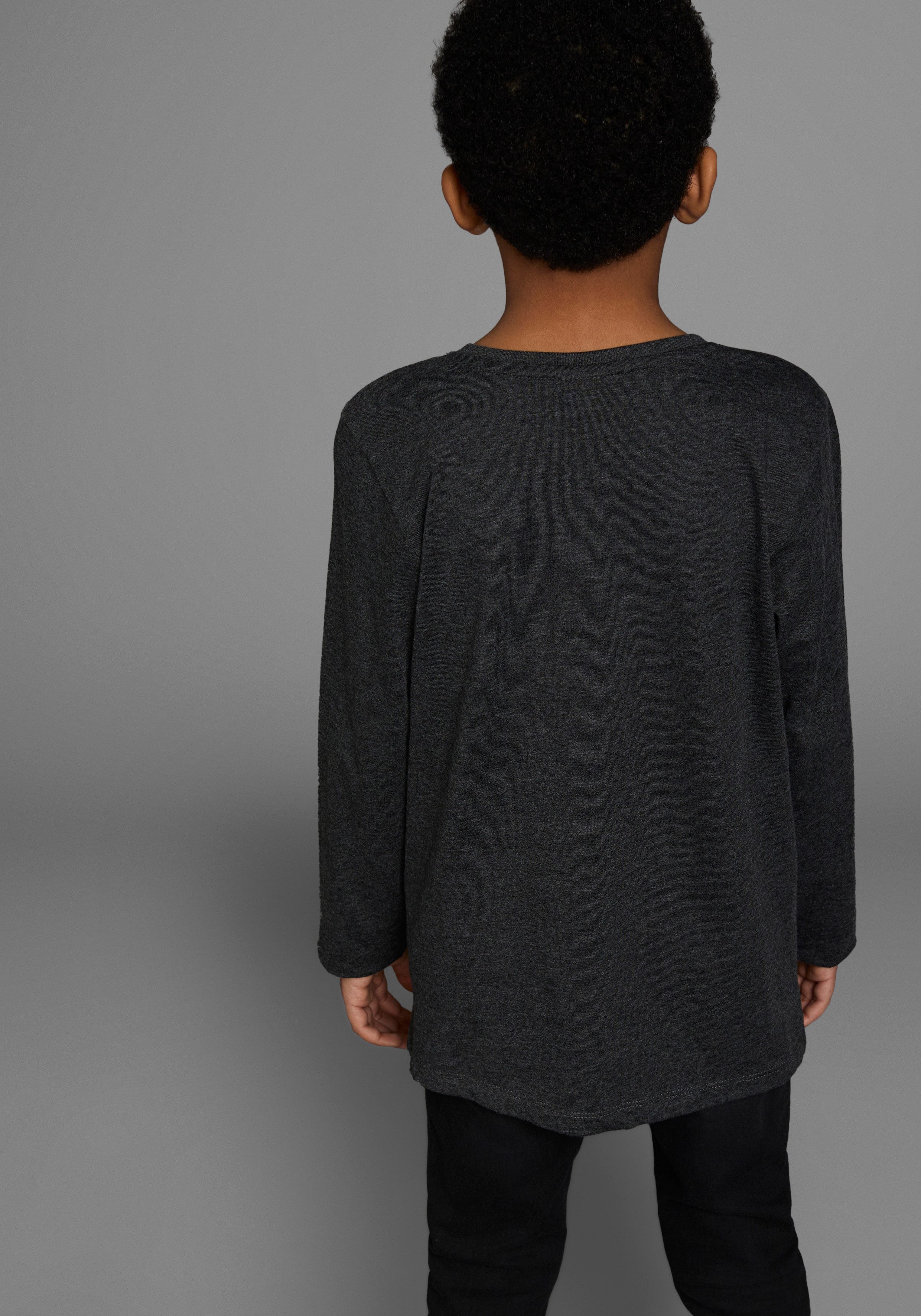 KIDSWORLD Shirt met lange mouwen ZU FRÜH, ZU MÜDE, ZU MONTAG Lange mouwen, basic pasvorm, met stijlvolle print, ronde hals