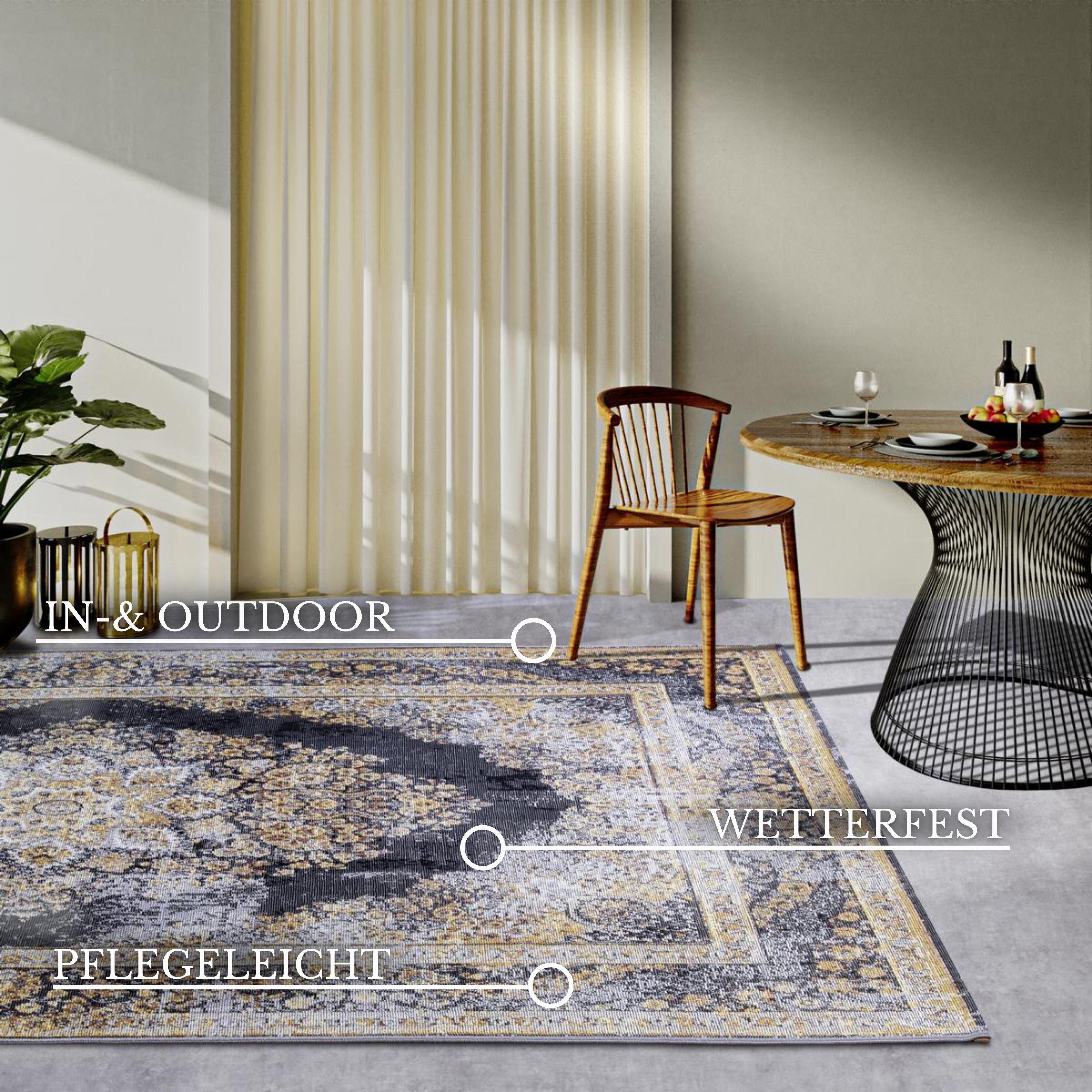 Villeroy & Boch Outdoorkleed Martha Buiten, vlakweefsel, weerbestendig, balkon, tuin, klassiek, terras