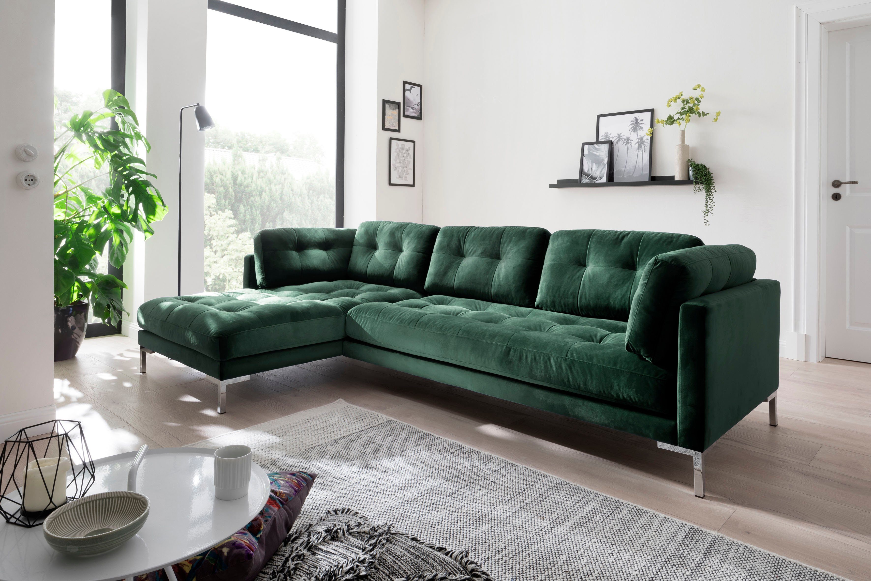 Trends by HG Hoekbank Landau L-vorm in cordstof met metalen voet