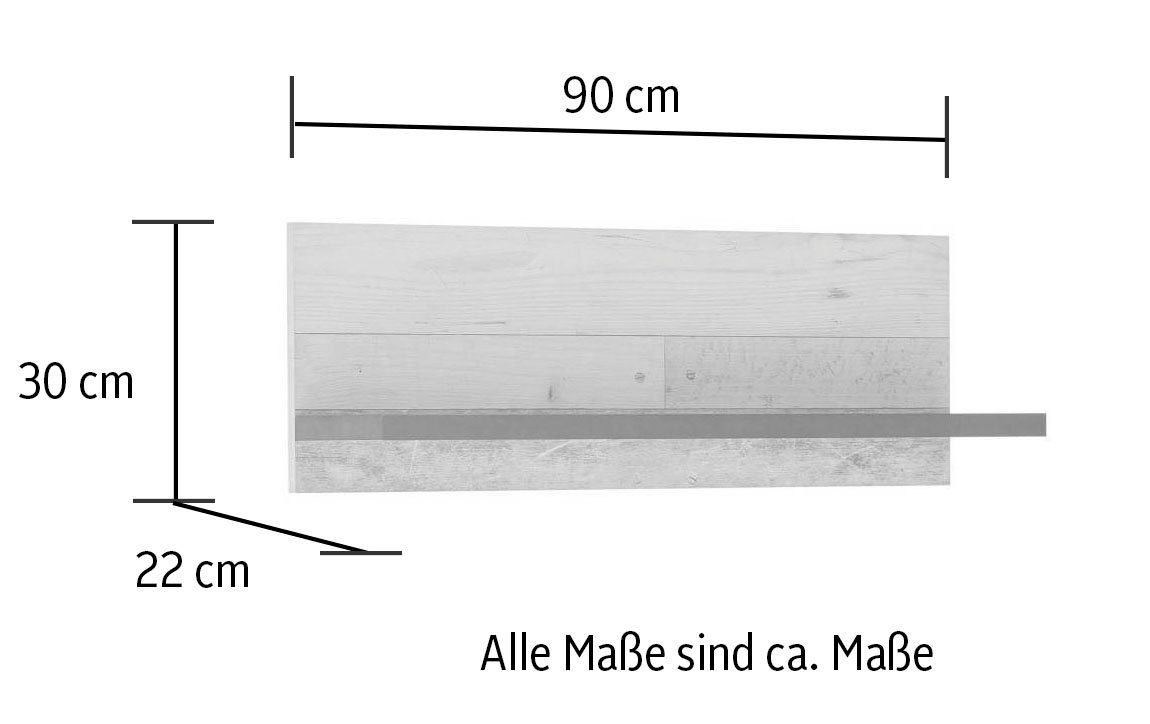 Home affaire Wandplank Sherwood Breedte 90 cm, in modern houtdecor, 28 mm dikke legplanken