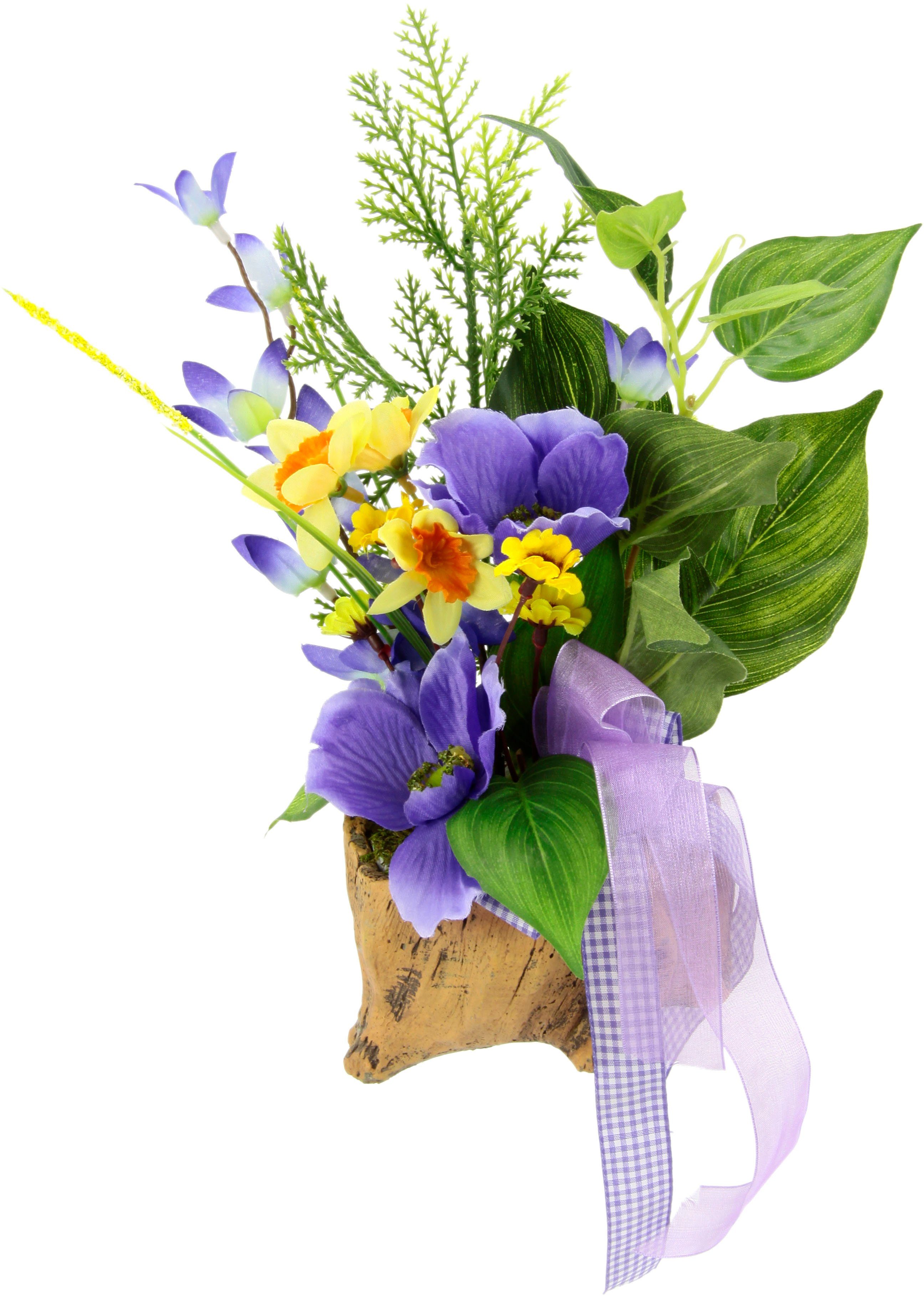 I.GE.A. Kunstplant Bloemstuk narcissen en anemonen (1 stuk) kunstplanten geel