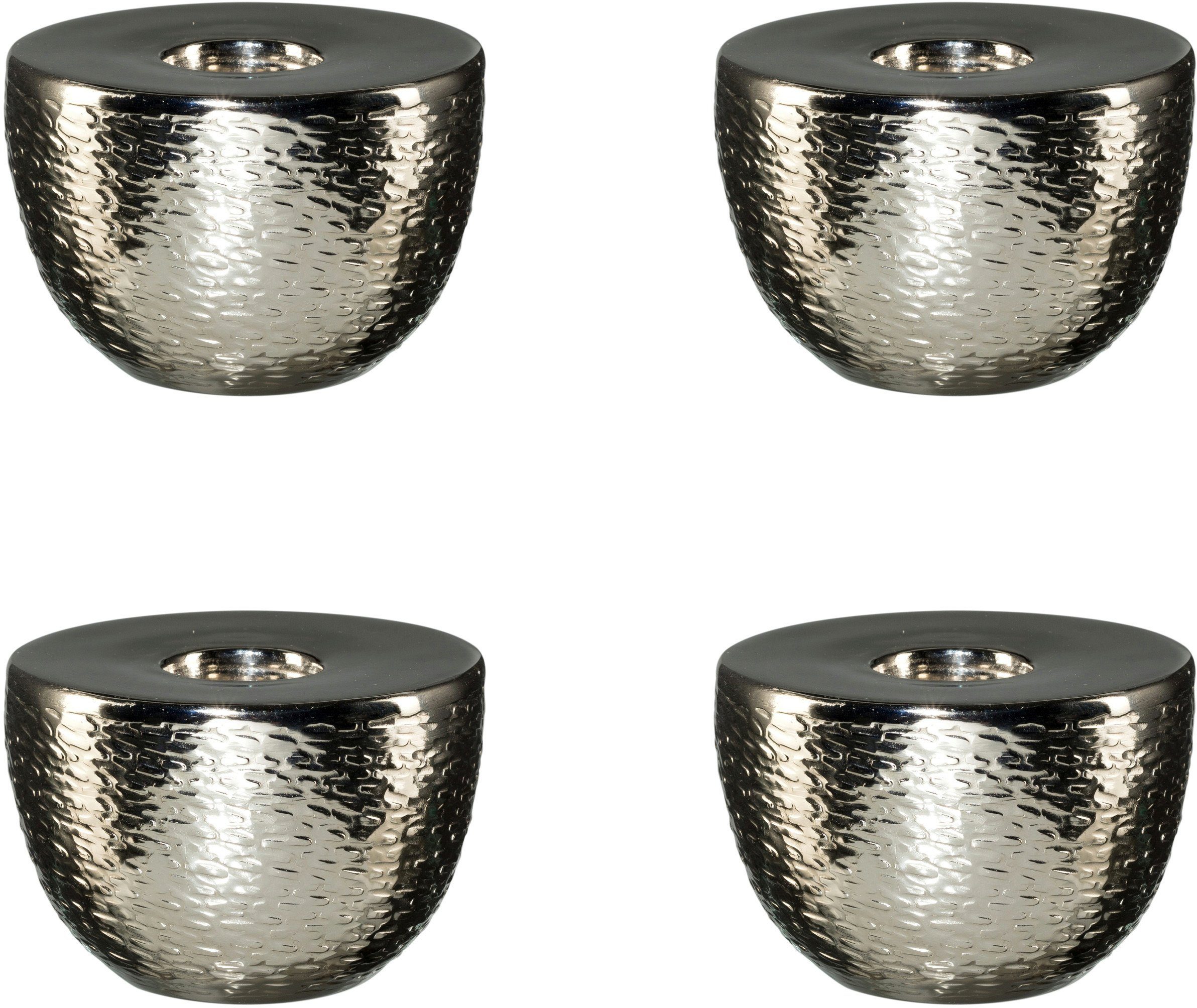 Creativ deco Waxinelichthouder met glanzend effect, 4-delige set, ø ca. 10 cm (4 stuks)