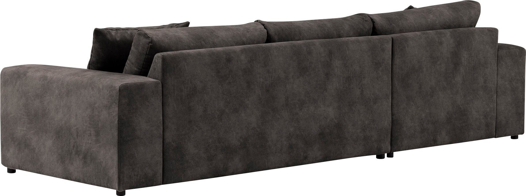 andas Hoekbank SLEETLAND XXL van fluweel of in vintage leer-look, L-model,