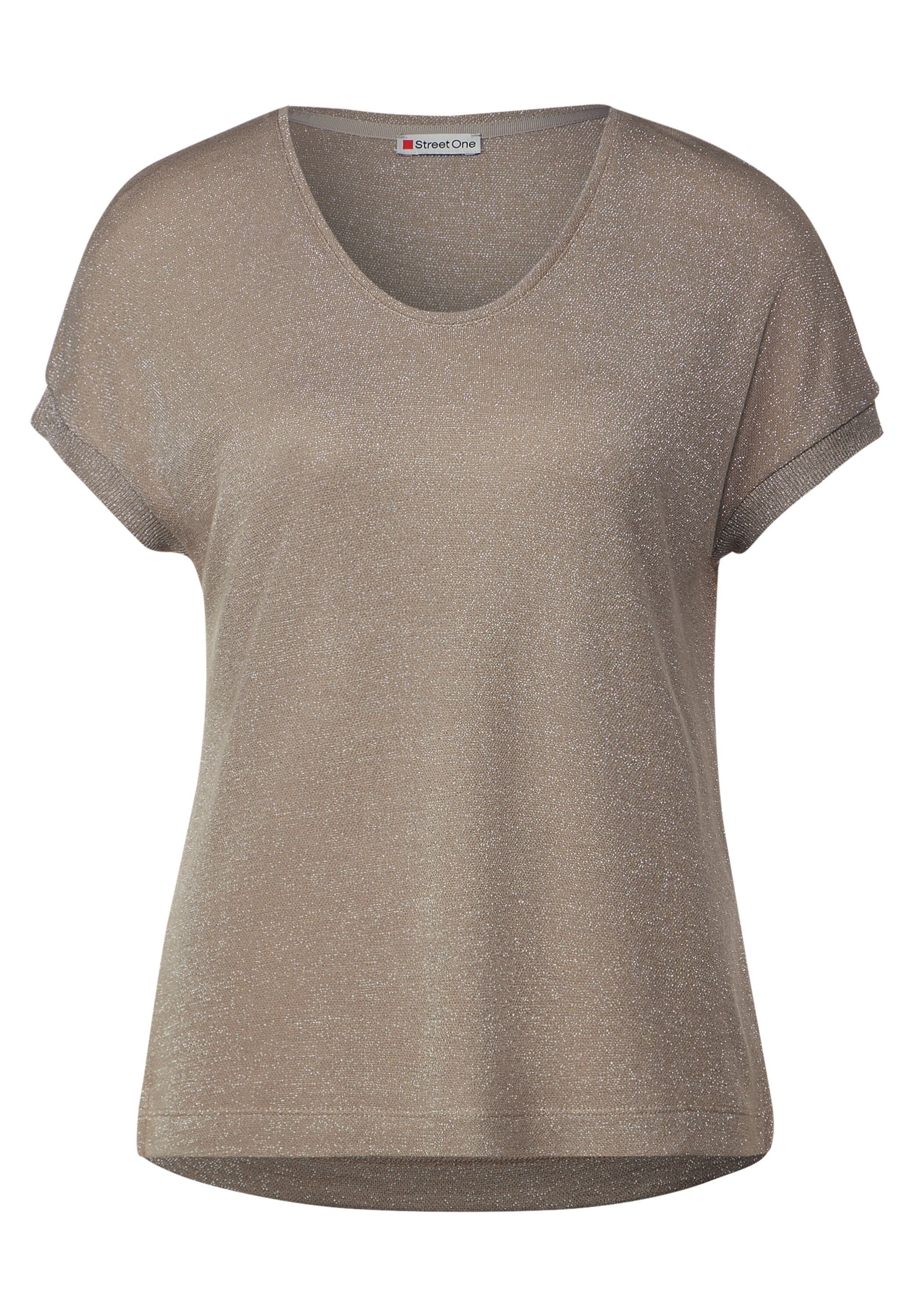STREET ONE Gebreide top LTD QR V-Neck shiny Shirt