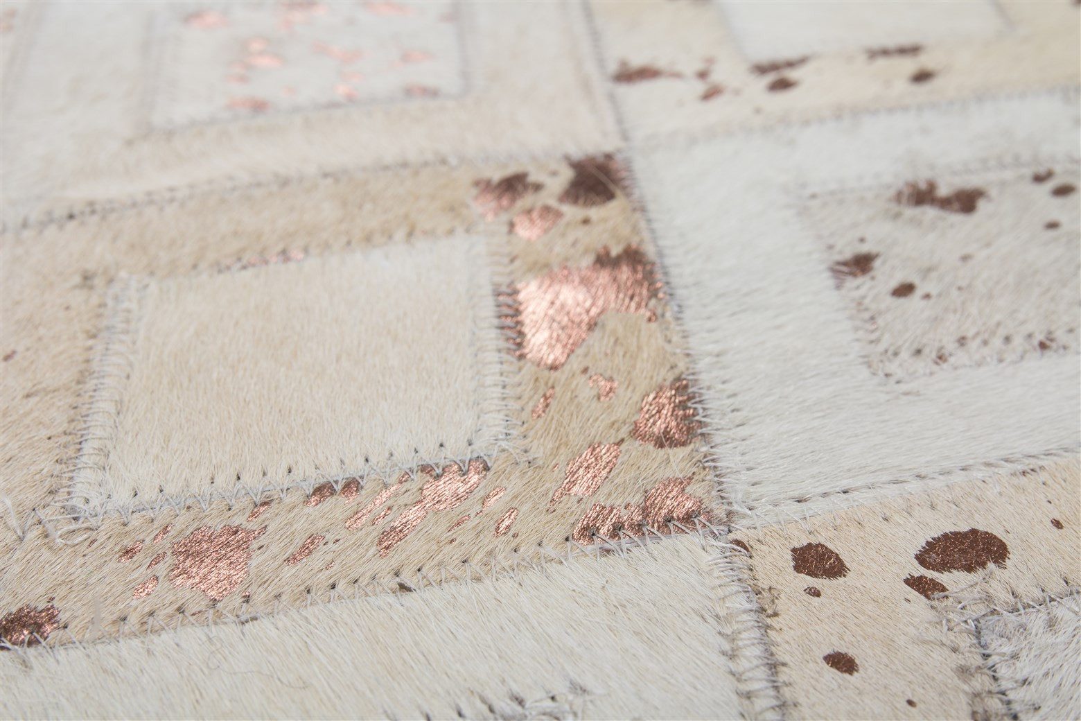 Kayoom Vloerkleed Spark 110 100% leer, metallic effecten, handgenaaid uniek