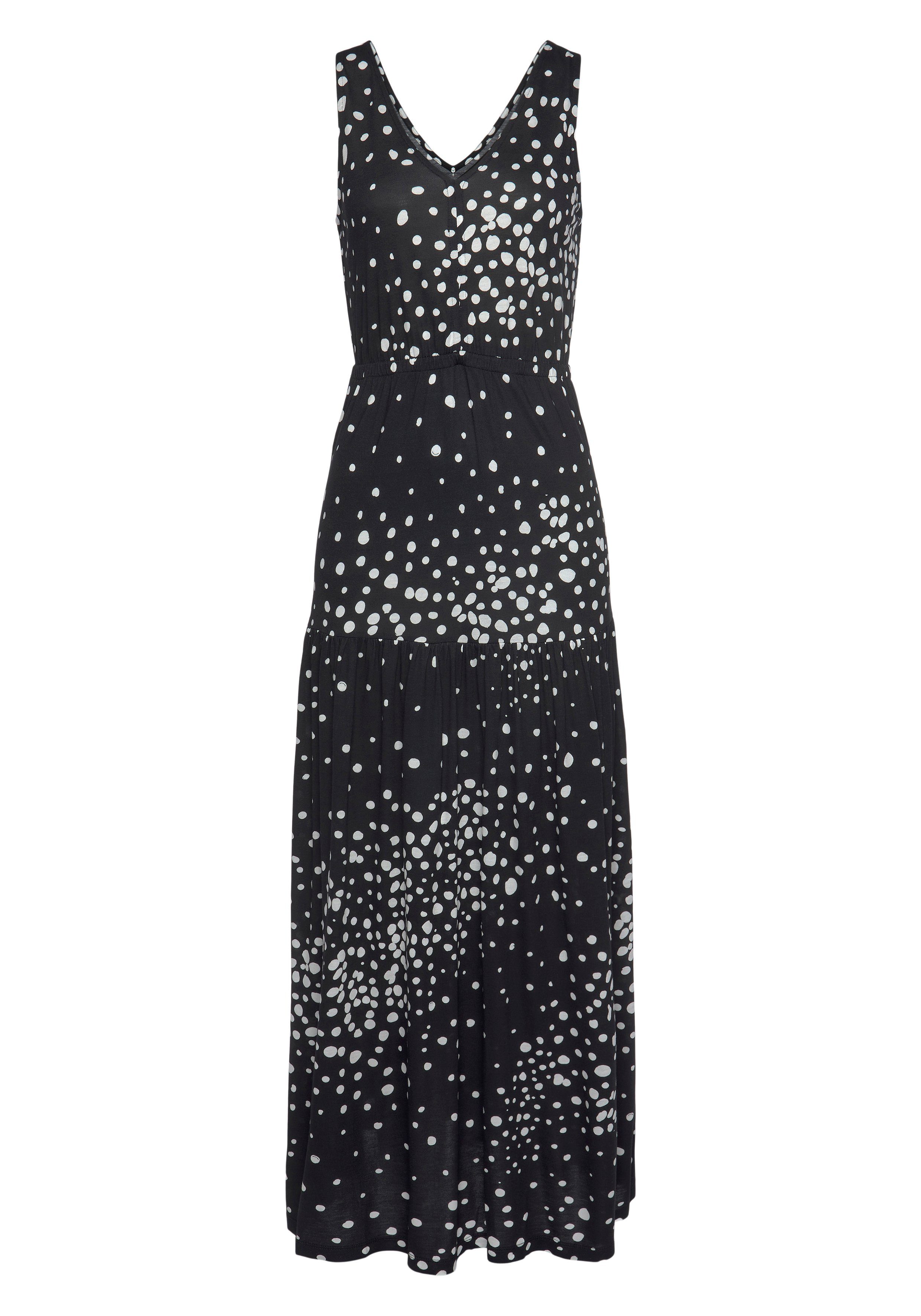 Vivance Maxi-jurk met stippenprint en v-hals, zomerjurk, elegant strandjurk