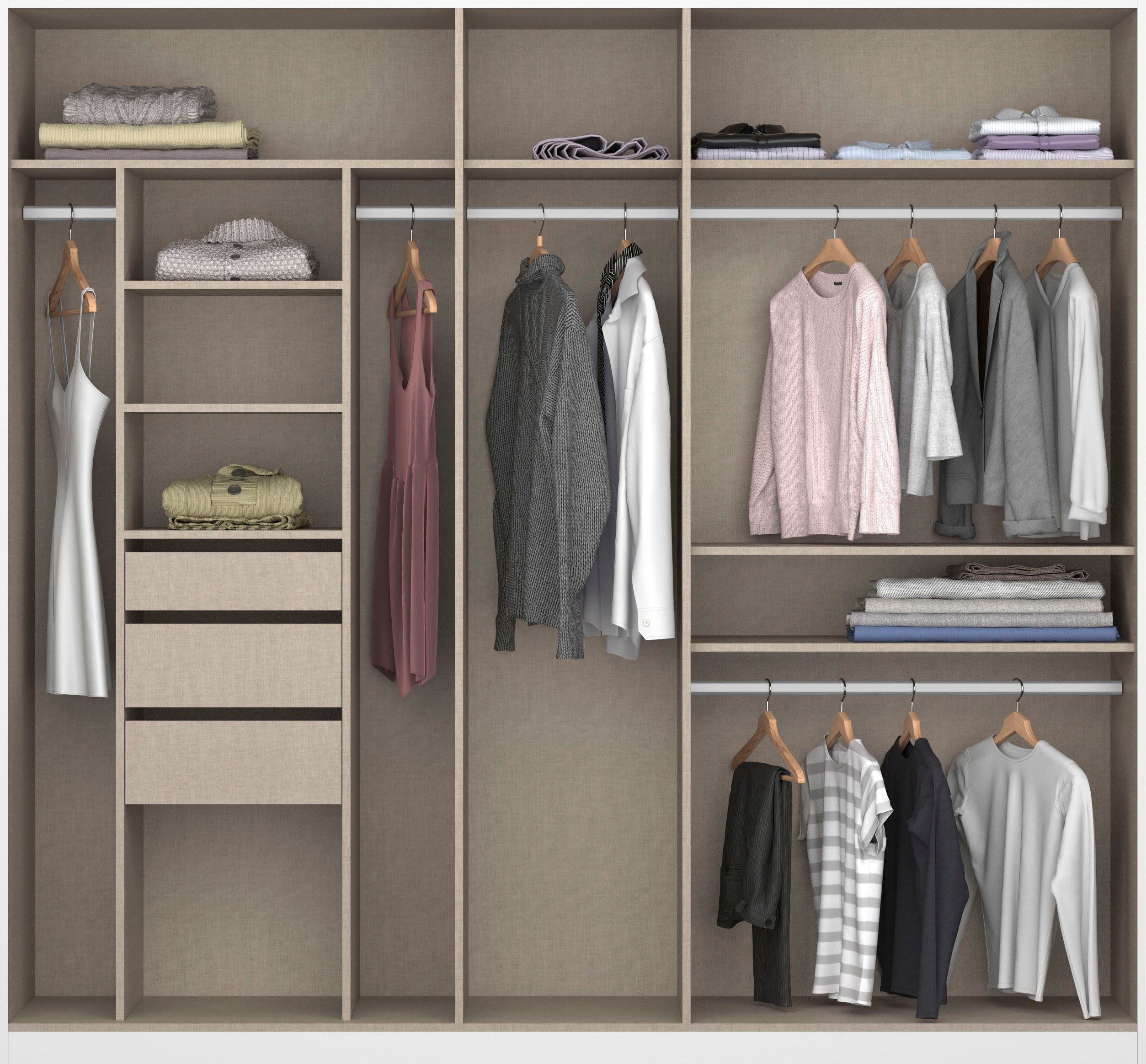 rauch Draaideurkast Kledingkast kast garderobe TOPSELLER OTELI incl. binnenindeling met 3 binnenlades extra planken optioneel met spiegel made in germany