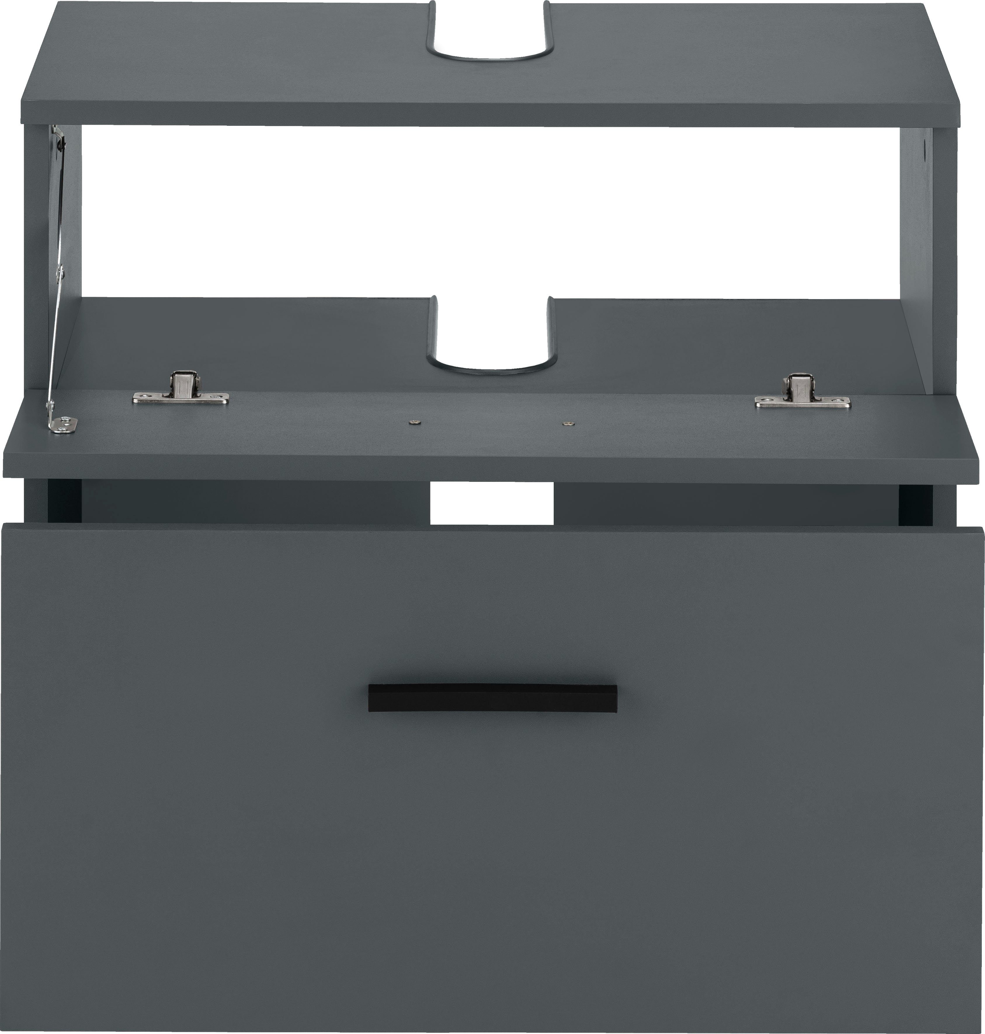 INOSIGN Wastafelonderkast Skara met klep en lade, zwarte grepen, breedte 60 cm, hoogte 55 cm