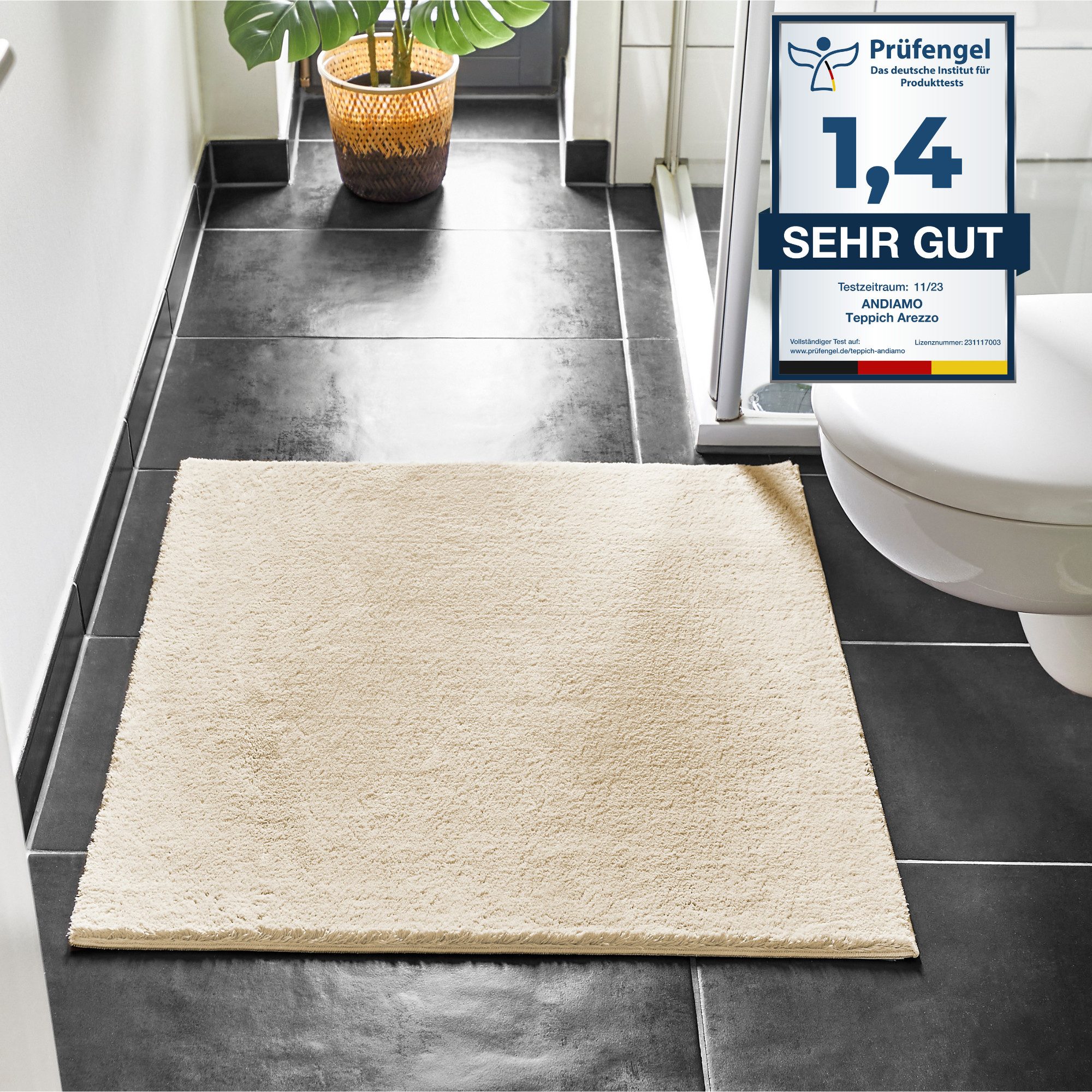 Andiamo Badmat Arezzo Effen kleuren, ook in rond en als 2-pack verkrijgbaar badmatten beige