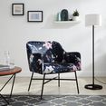 inosign loungestoel frija met zwart metalen frame, in verschillende stof- en kleurvarianten te bestellen, zithoogte 43 cm (1 stuk) blauw