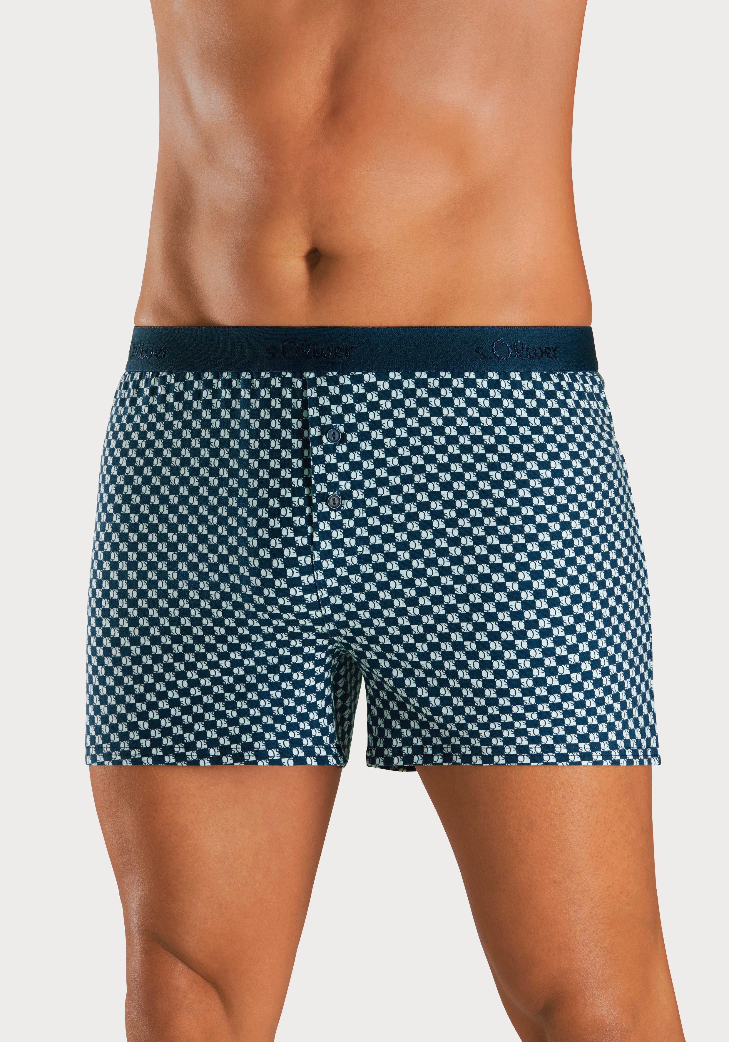 s.Oliver RED LABEL Beachwear Wijde boxershort unikleur en gedessineerd (set 2 stuks)