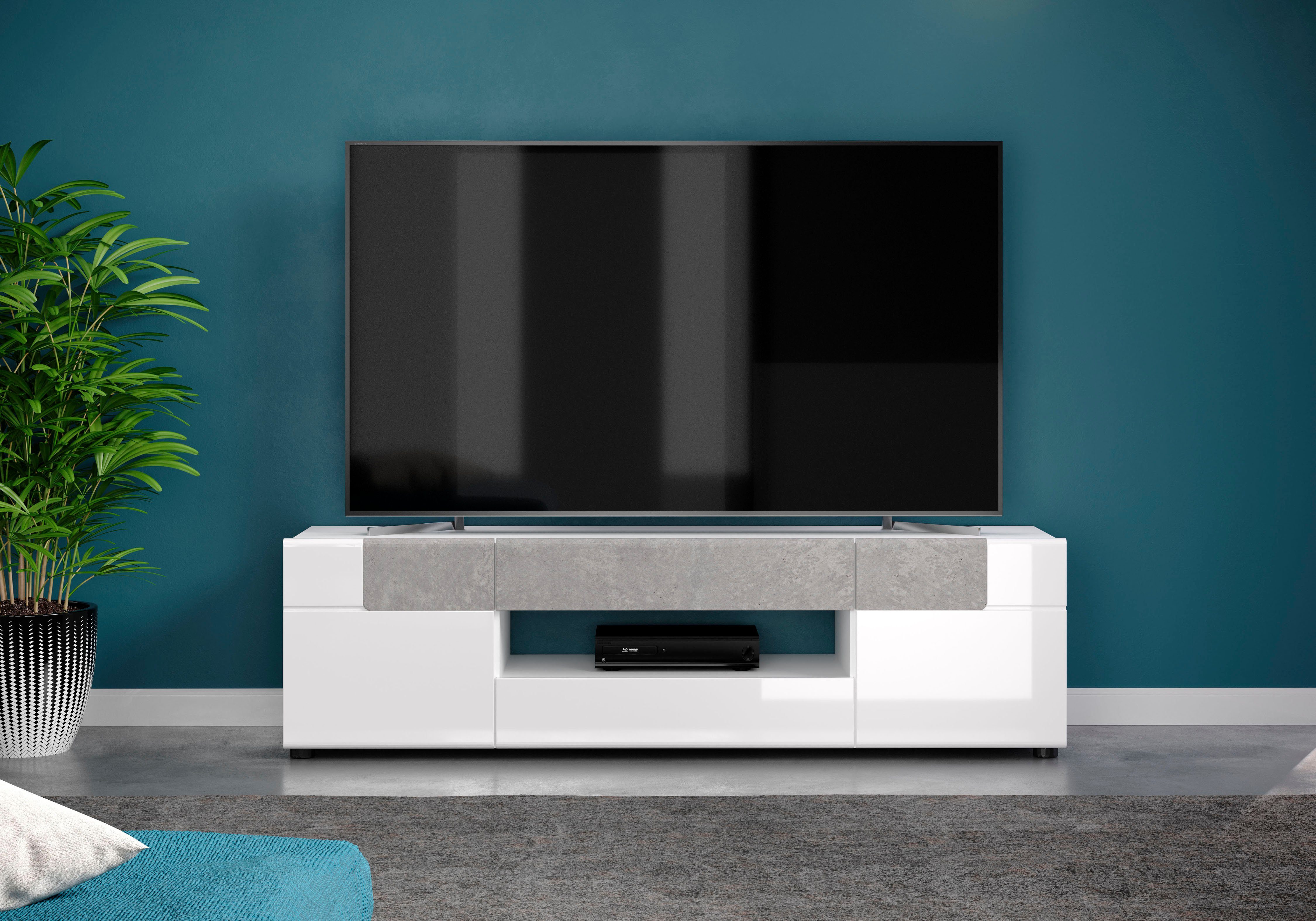 INOSIGN Tv-kast Taormina TV-lowboard, hoogglans met elegante afdekking, breedte 153 cm