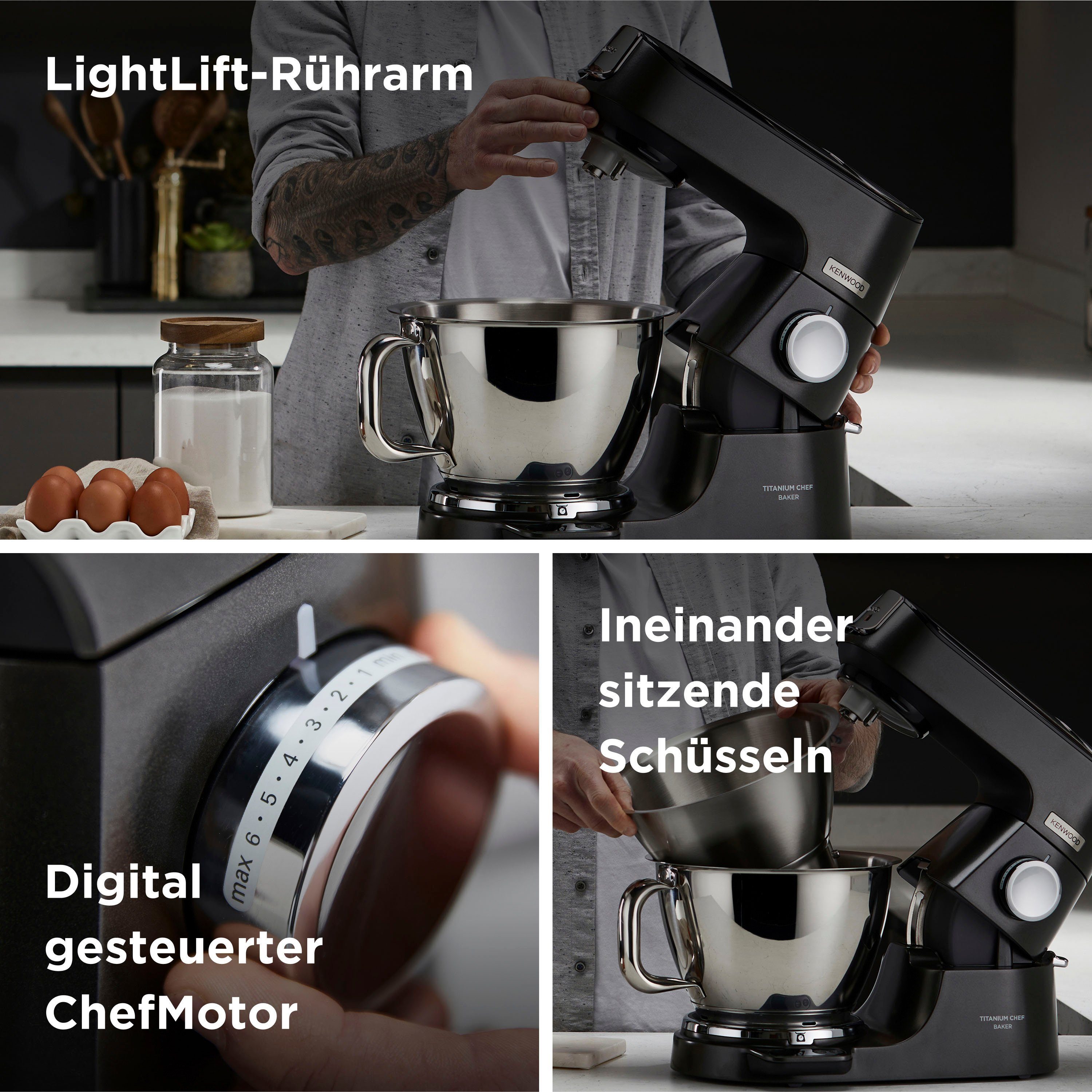 KENWOOD Keukenmachine Titanium Chef Baker KVC85.004BK m. Zubeh.