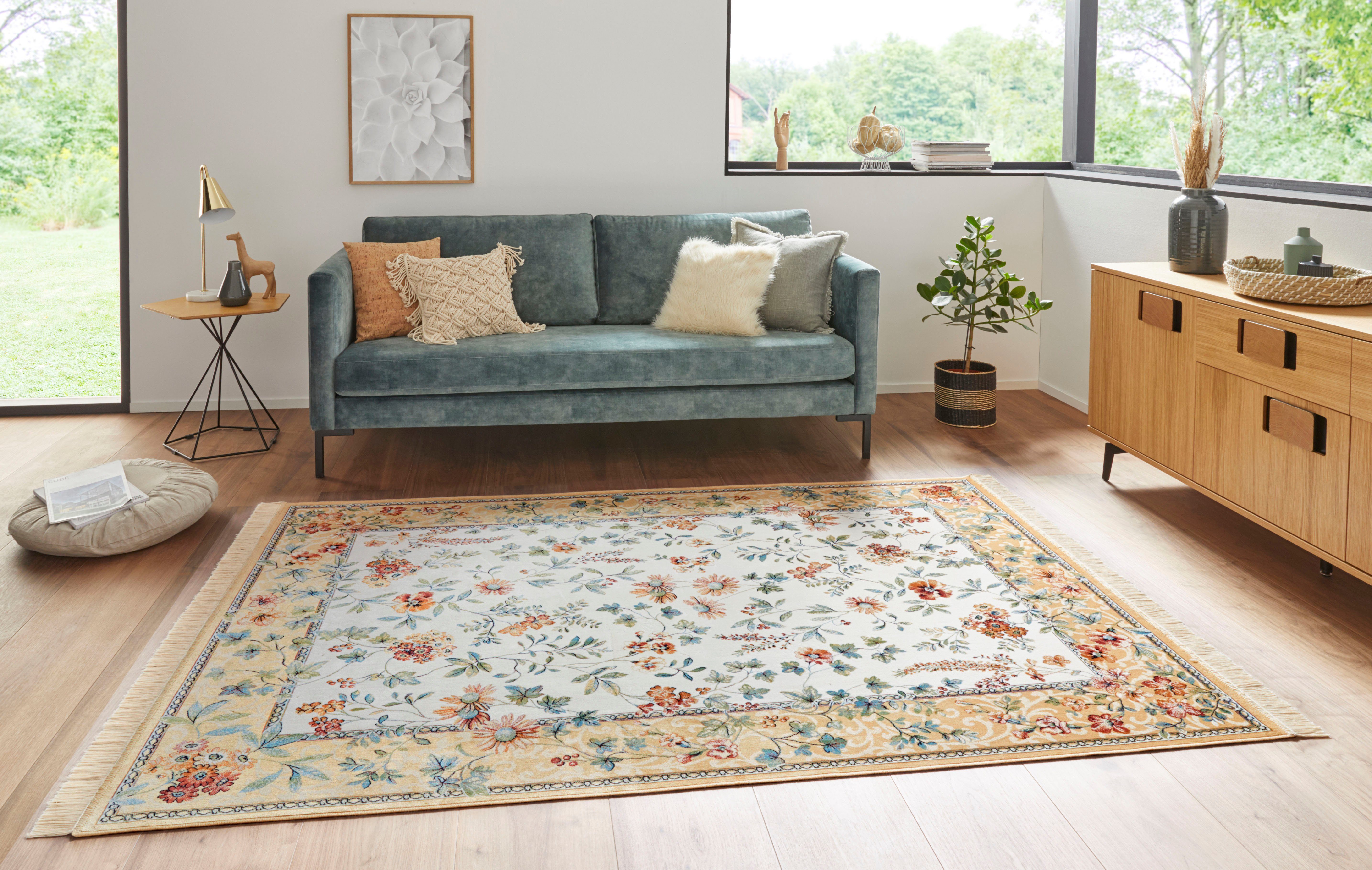 NOURISTAN Vloerkleed Orient Flowers Oriëntaals met franje, oriënt, woonkamer, slaapkamer, eetkamer