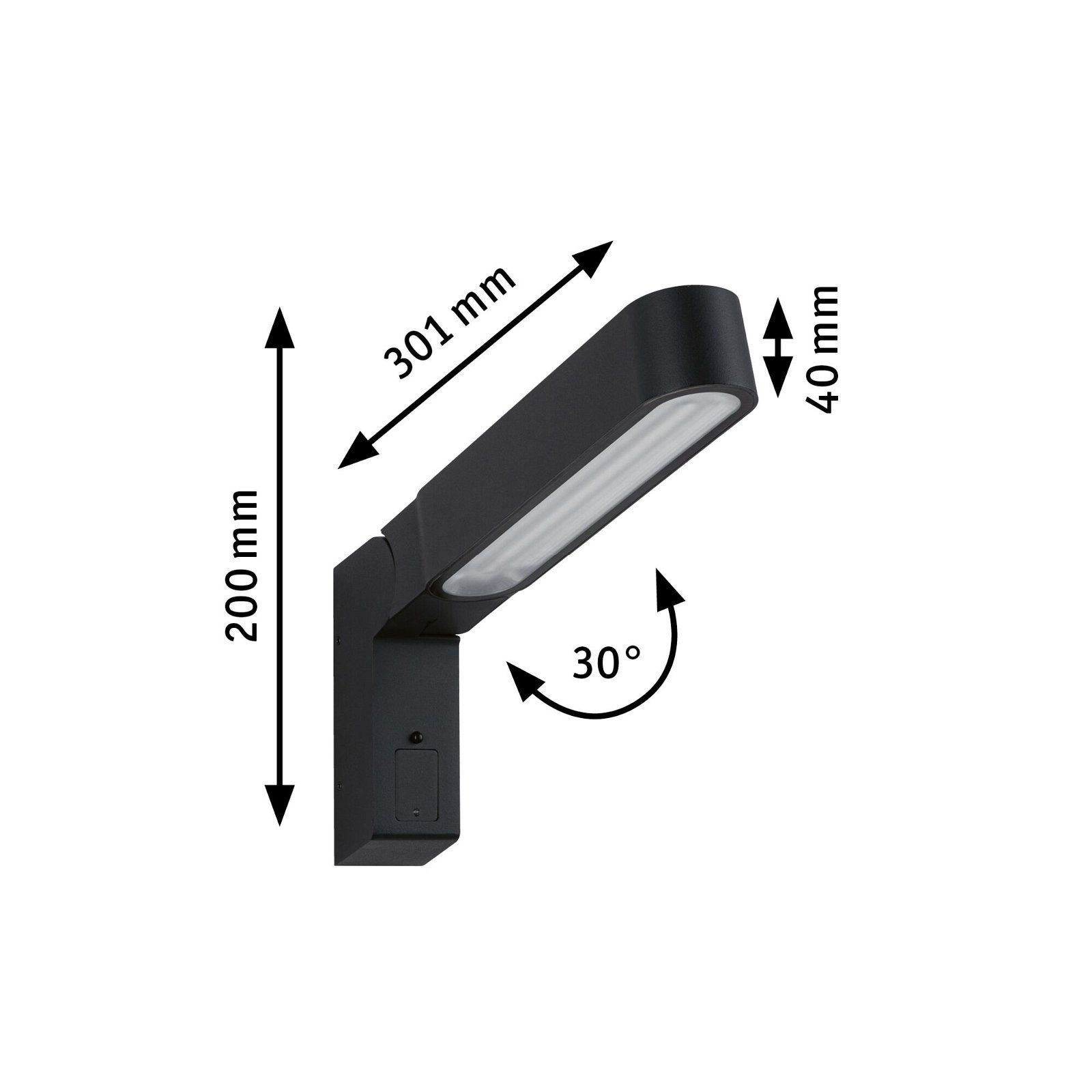 Paulmann Led-wandlamp voor buiten House Ito 47x301mm 3000K 6W 450lm 230V 65° Antraciet Metaal Kunststof (1 stuk)