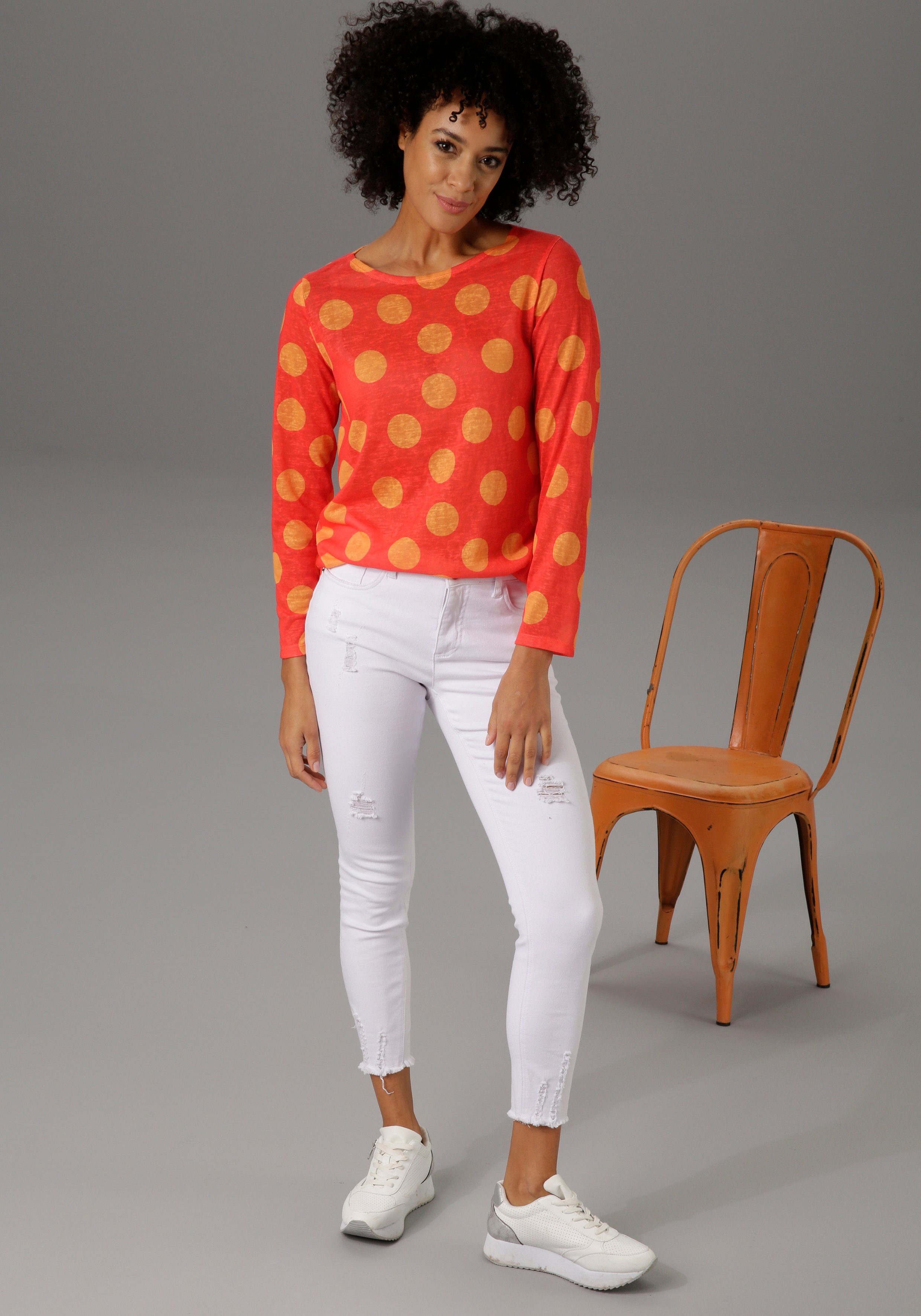Aniston CASUAL Shirt met lange mouwen met punten