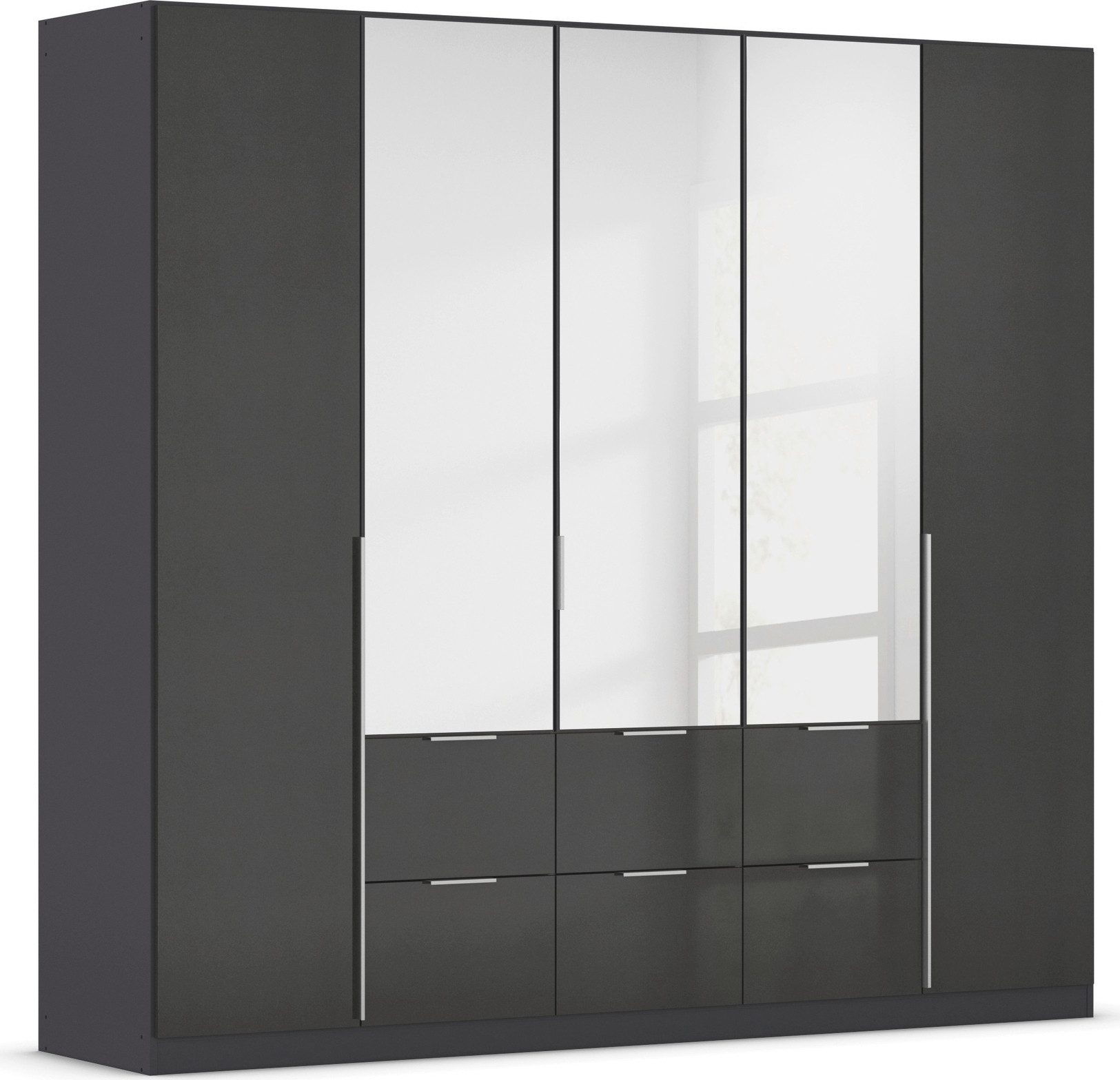 rauch Draaideurkast Kledingkast kast garderobe AGORDO met decor- of hoogglansfront kledingkasten maat 226 cm x 210 cm x 54 cm grijs