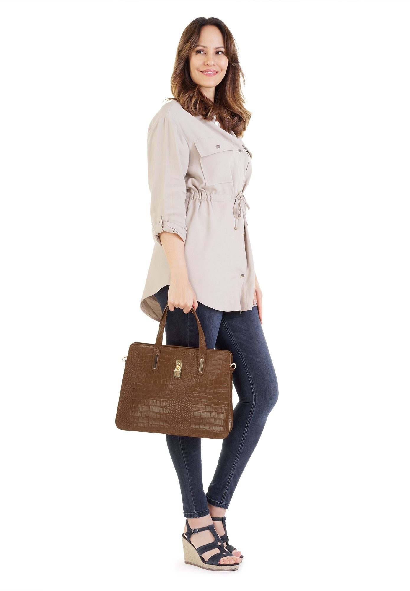 Cluty Tas echt leer, made in italy