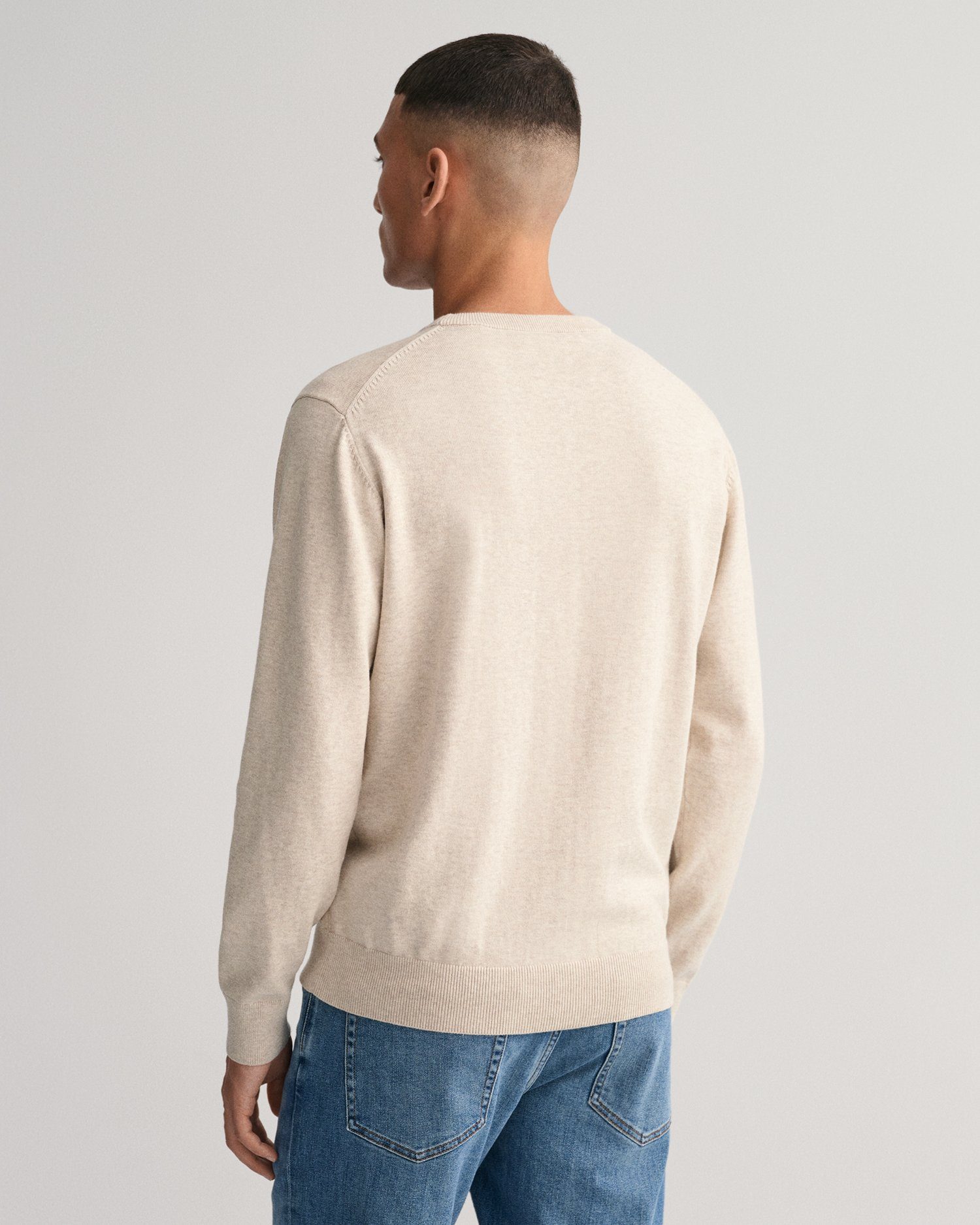 Gant Trui met ronde hals CLASSIC COTTON C-NECK Premium breipullover van zachte 100% katoen overgangspullover