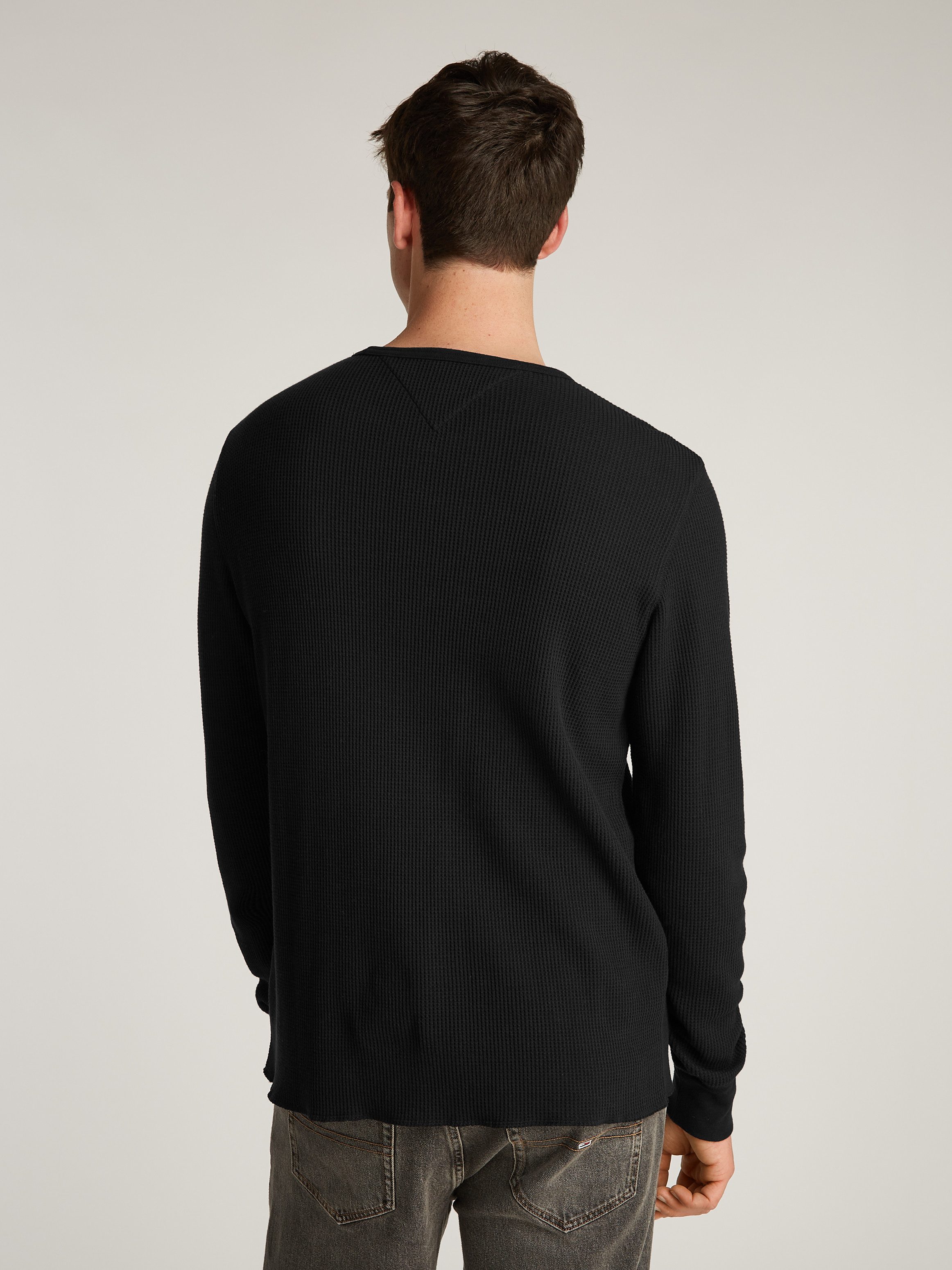 TOMMY JEANS Shirt met lange mouwen TJM SLIM WAFFLE L S TEE EXT