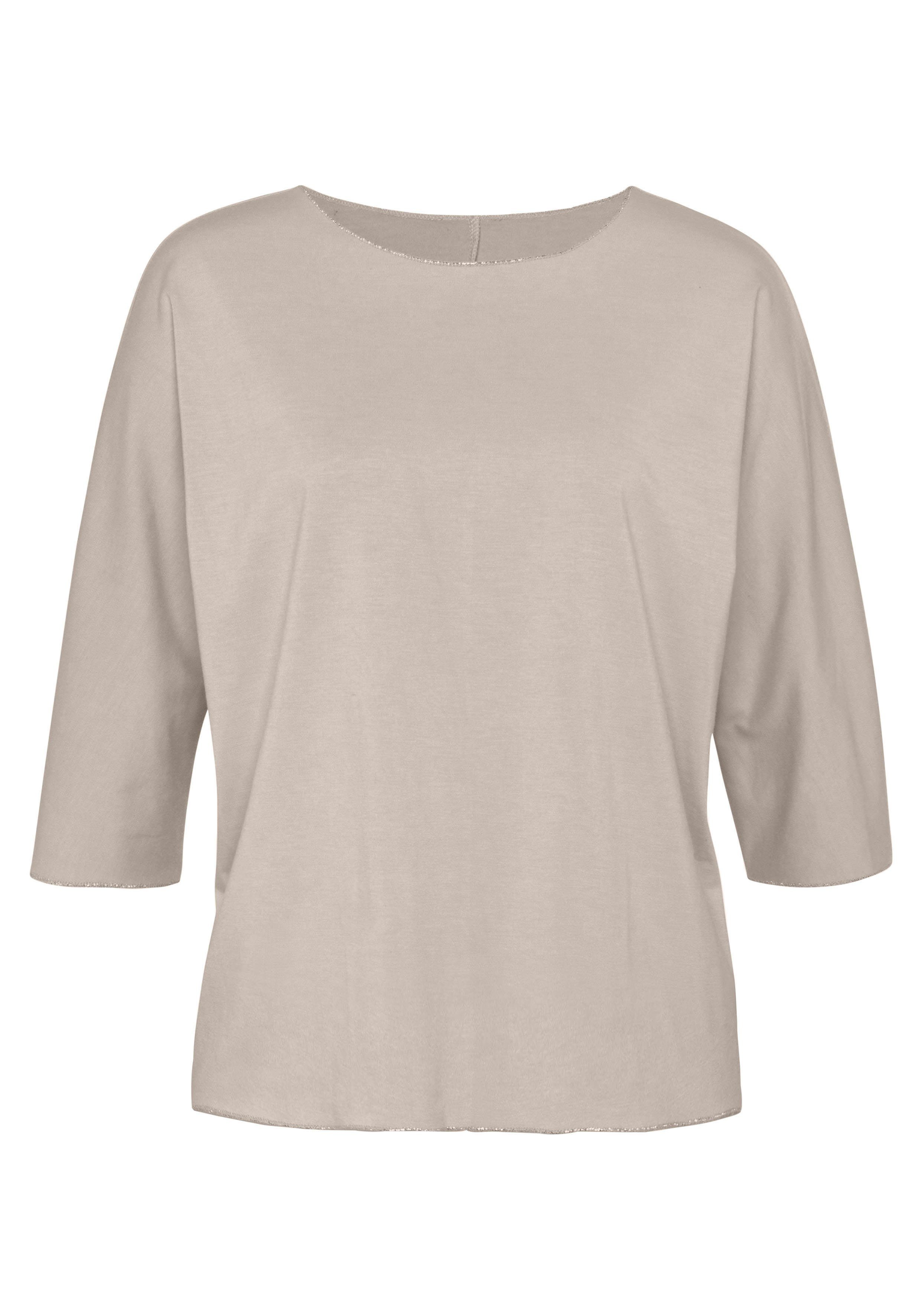 Lascana Shirt met ronde hals Met elegante glinsterafwerkingen in een gemakkelijk te onderhouden kwaliteit (1-delig)