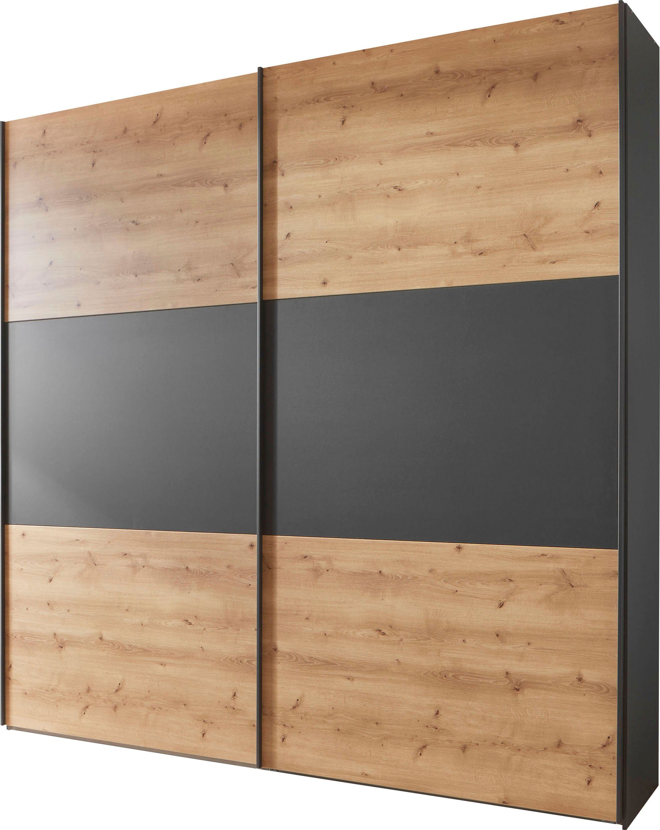 WIEMANN Zweefdeurkast Corfu hoogwaardig beslag zweefdeurkasten maat 197,3 cm x 236 cm x 67 cm grijs
