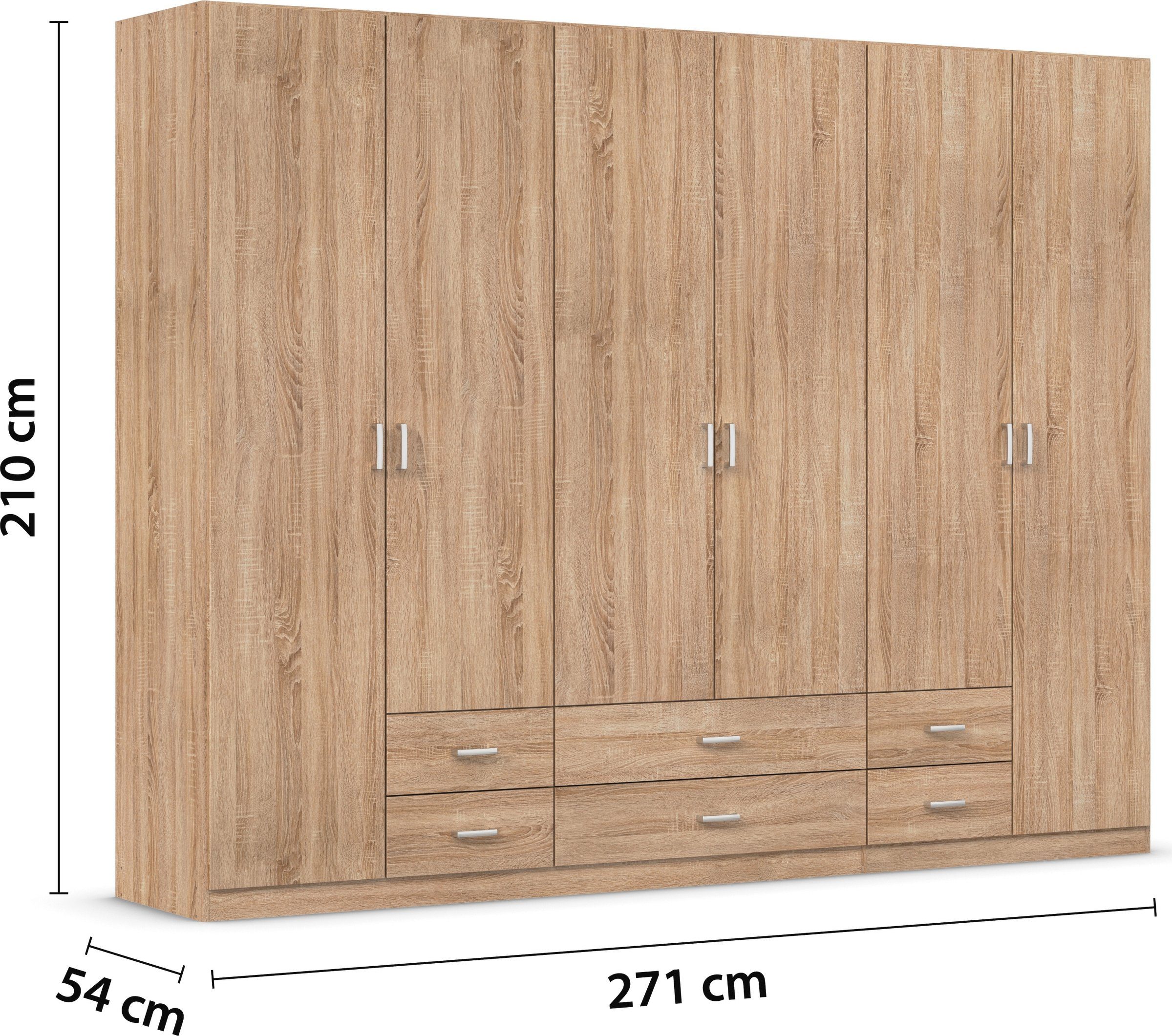 rauch Draaideurkast Kledingkast kast garderobe linnenkast GAMMA in 3 breedtes met 6 lades, in eenvoudig design topseller made in germany