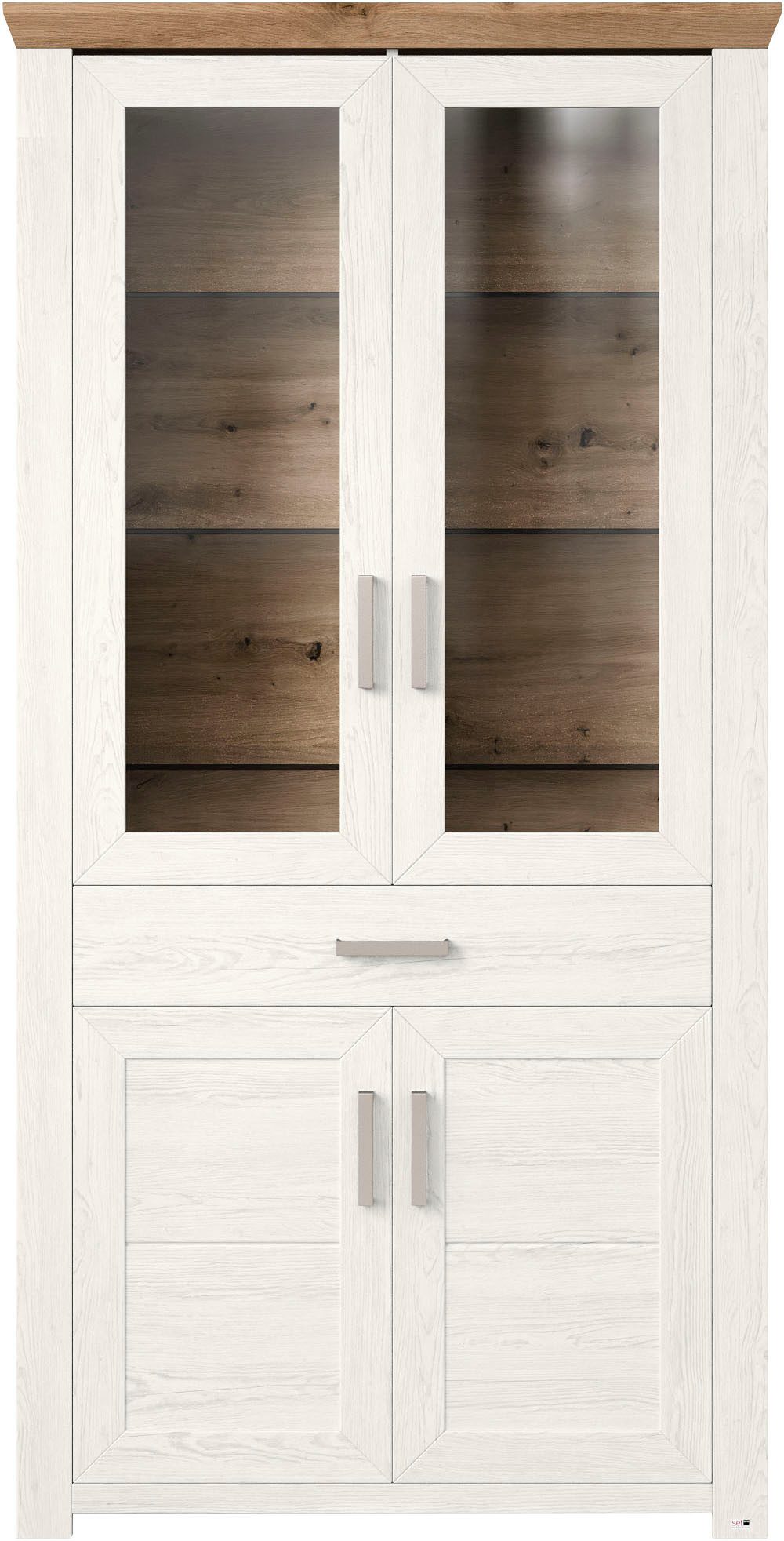 set one by Musterring Staande vitrinekast York Type 18, met twee glazen deuren, in 3 kleurvarianten, hoogte 207 cm