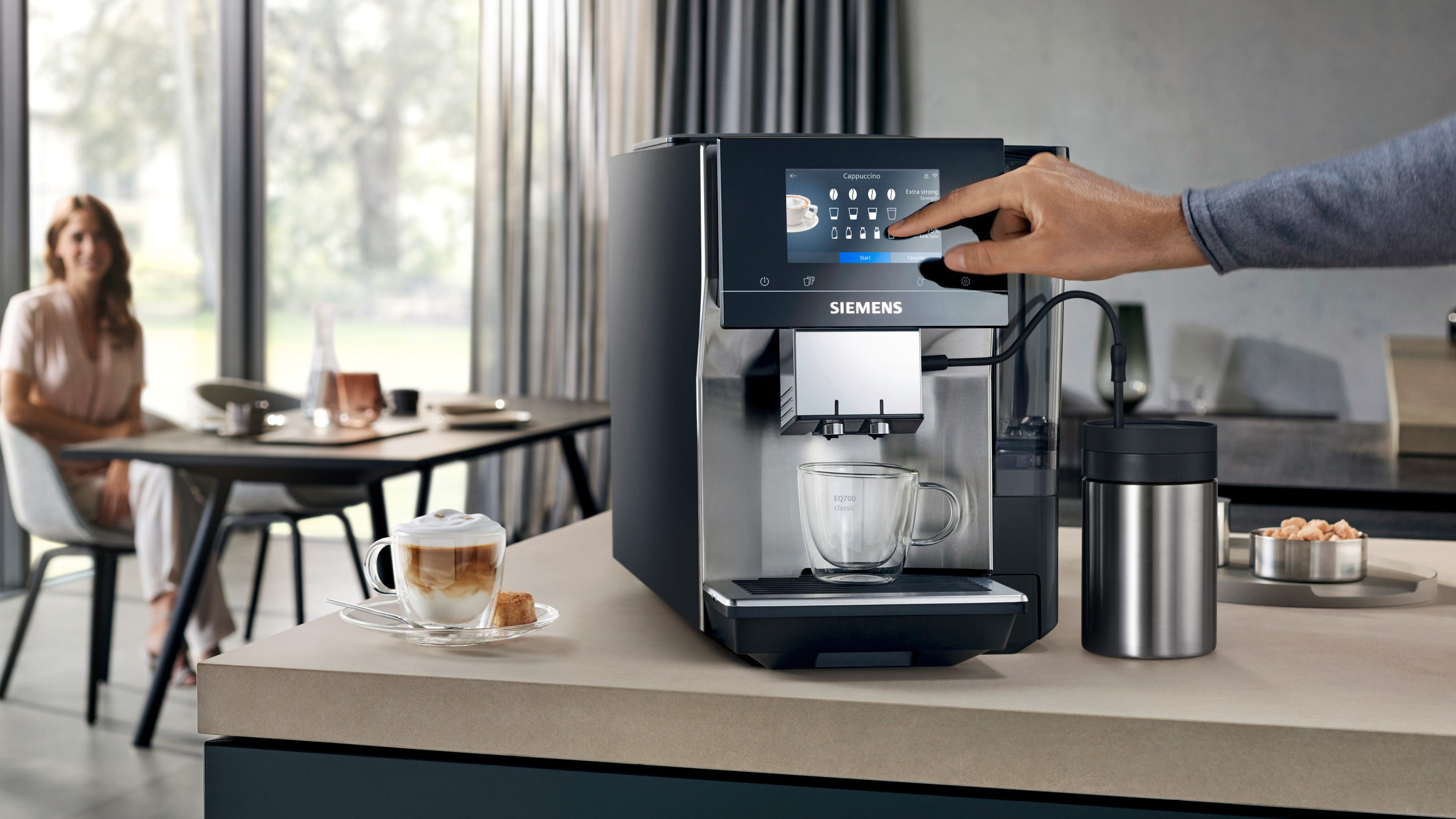 SIEMENS Volautomatisch koffiezetapparaat TP715D01, aromaselect, 10 favorieten, automatische stoomreiniging, grijs